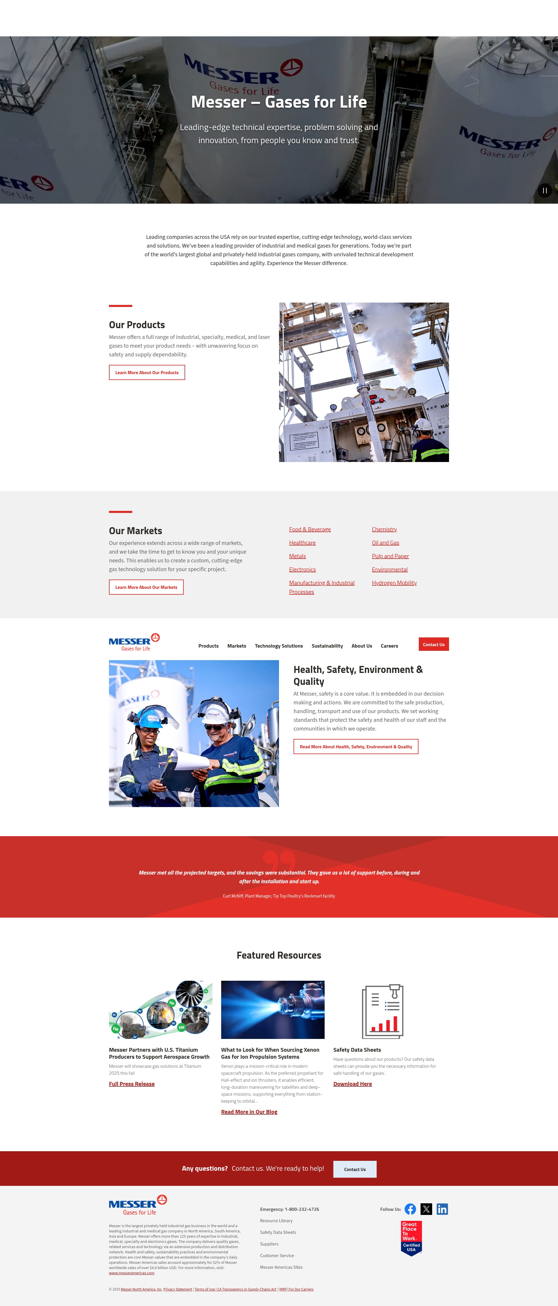 Screenshot of www.messer-us.com