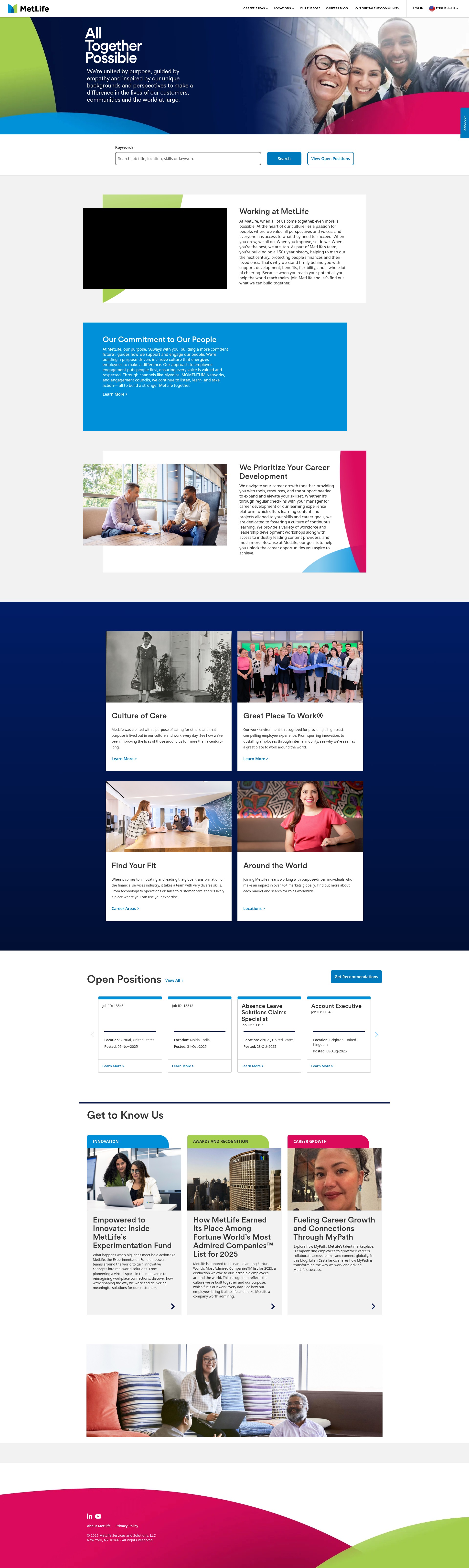 Screenshot of www.metlifecareers.com