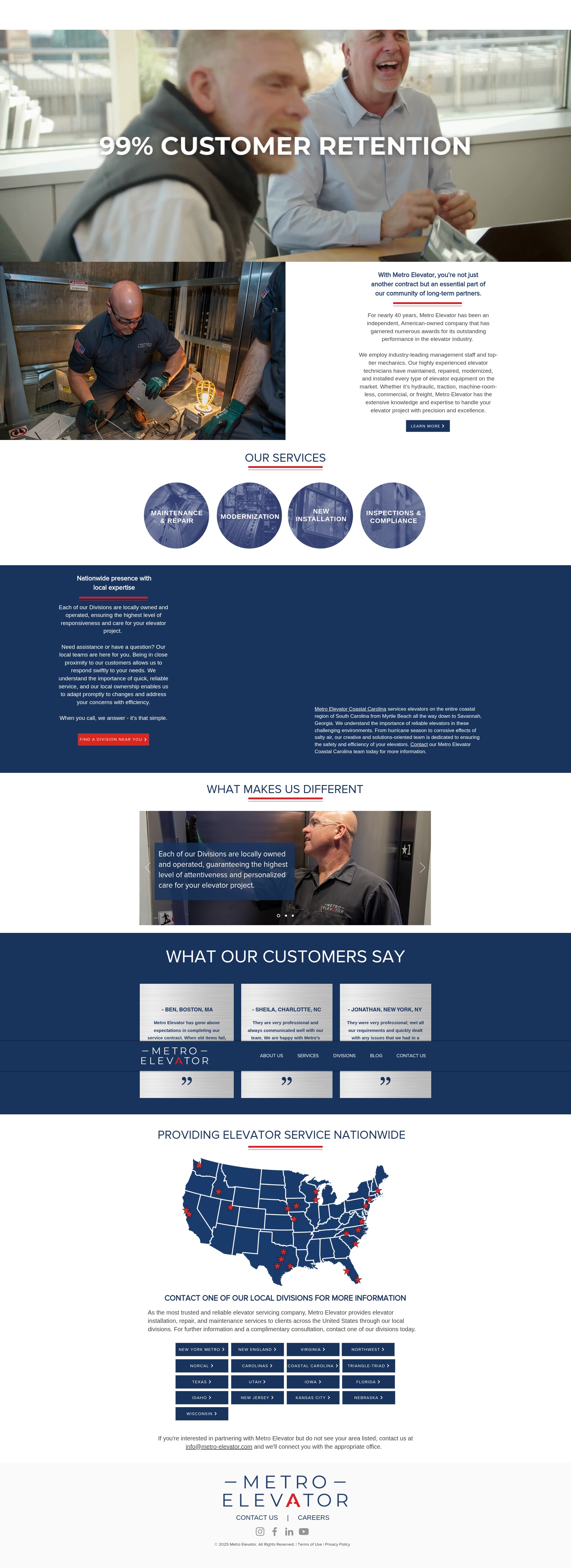 Screenshot of www.metro-elevator.com