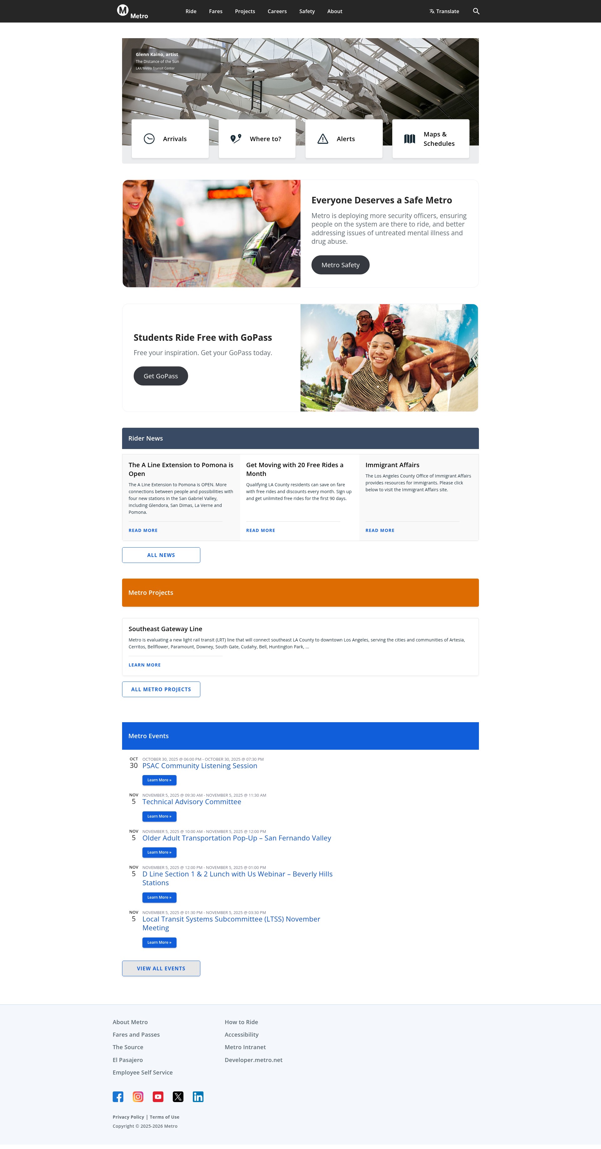 Screenshot of www.metro.net