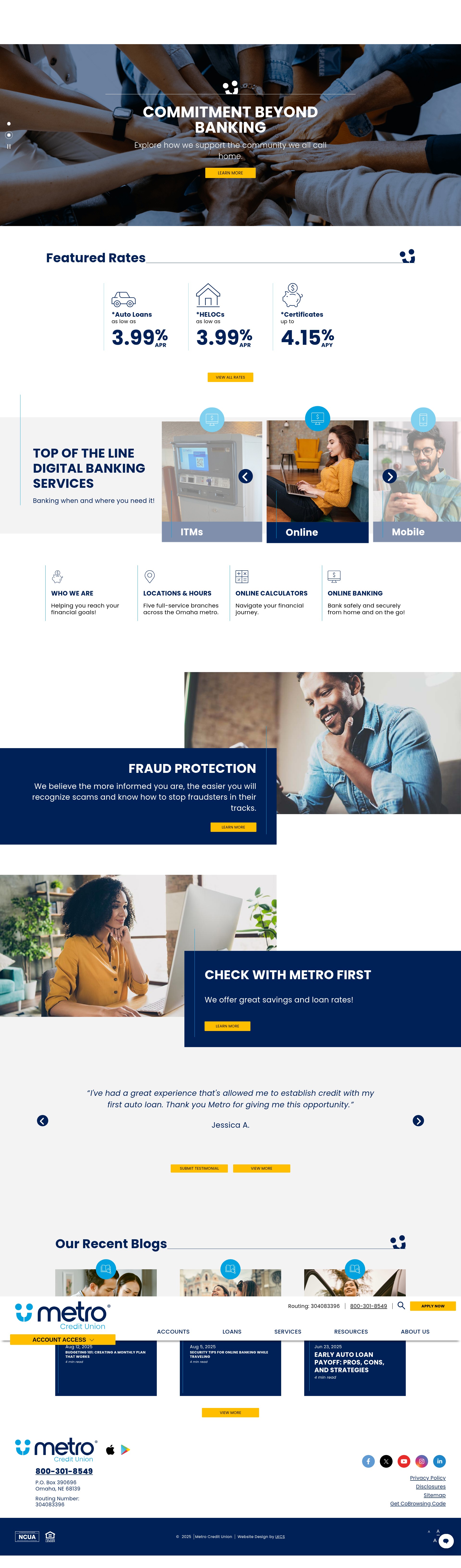 Screenshot of www.metrofcu.org