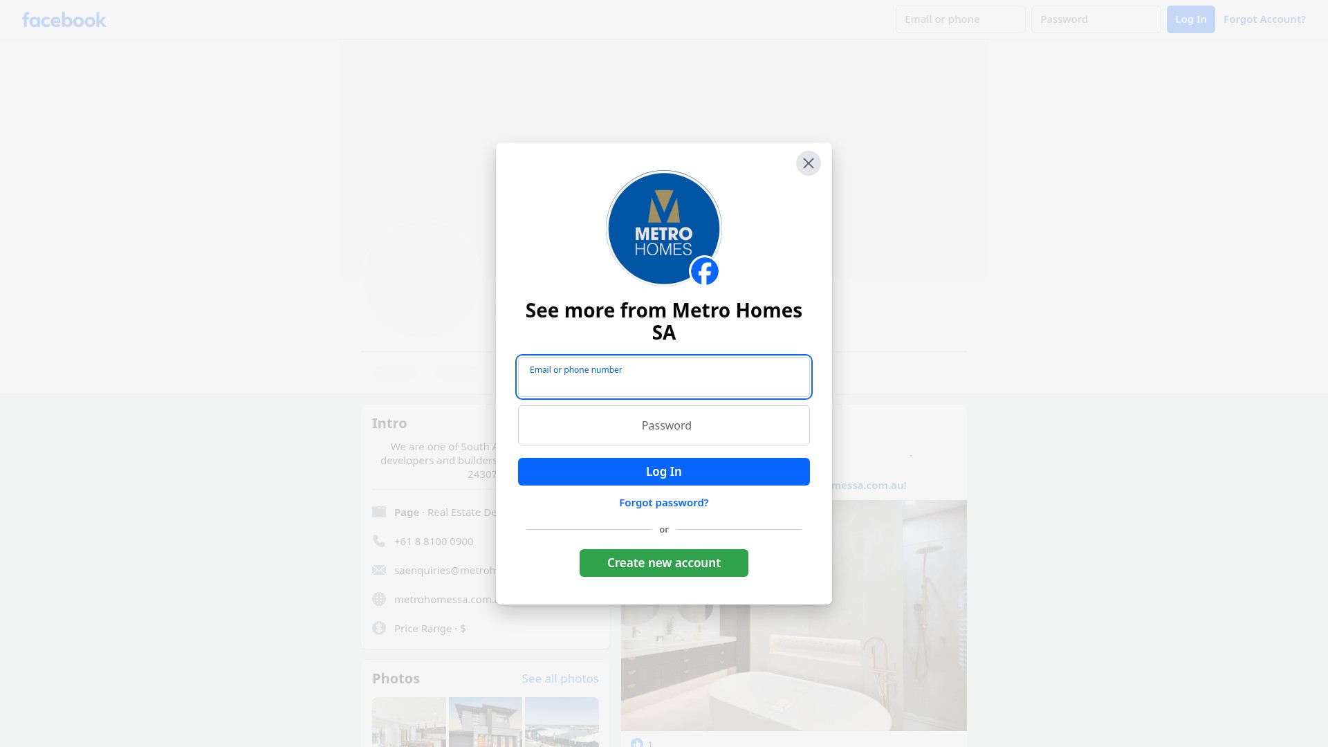 Screenshot of www.metrohomessa.com.au