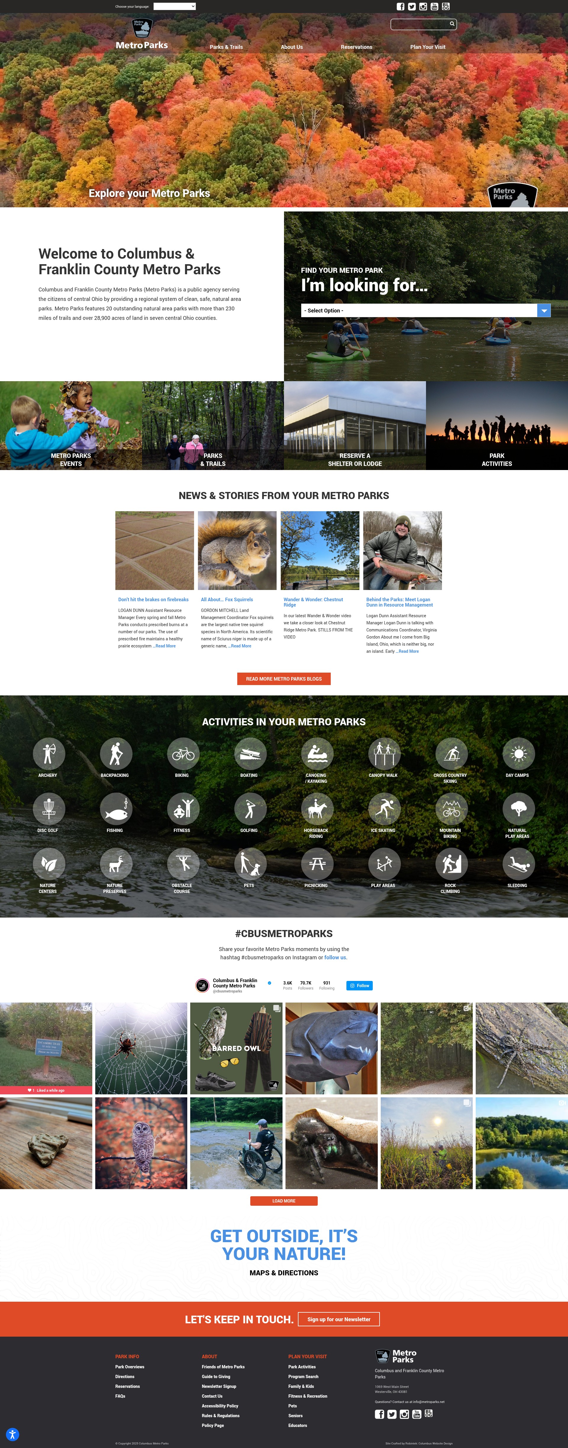 Screenshot of www.metroparks.net
