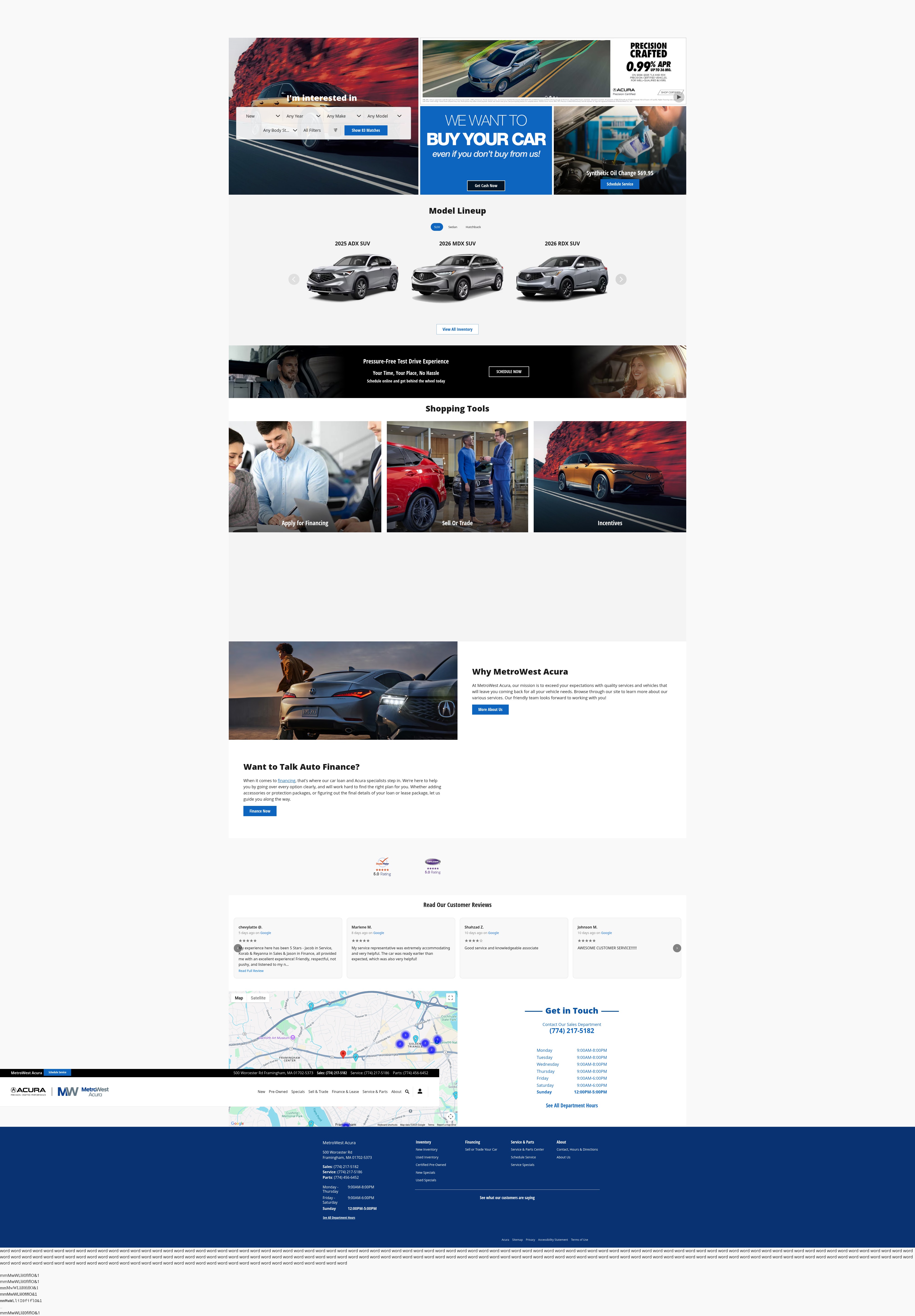 Screenshot of www.metrowestacura.com