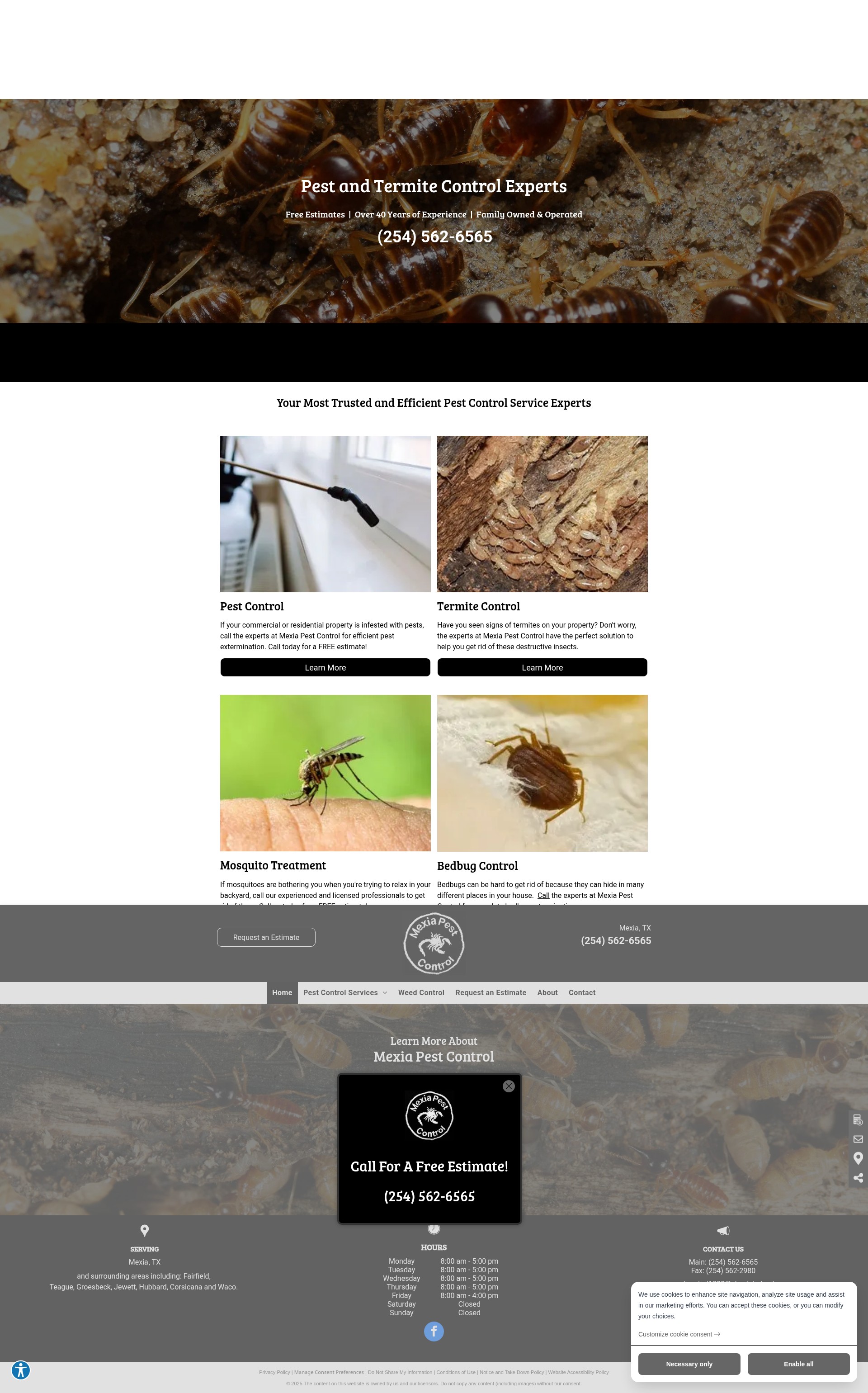 Screenshot of www.mexiapestcontrol.com