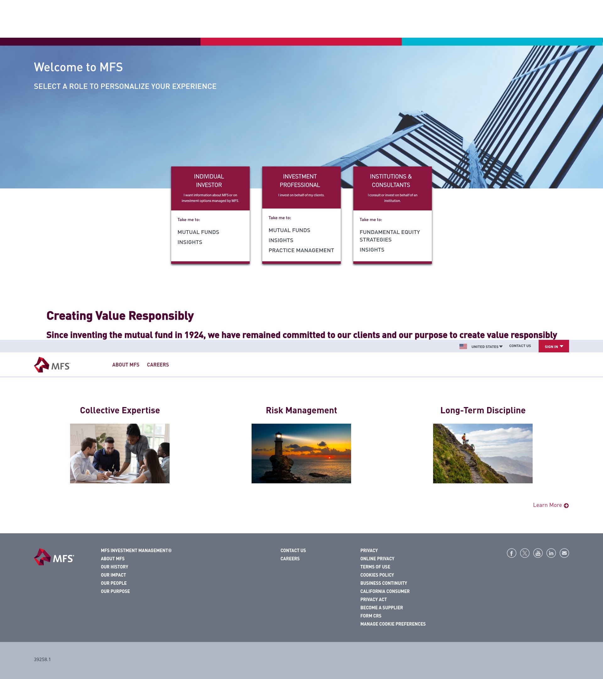 Screenshot of www.mfs.com