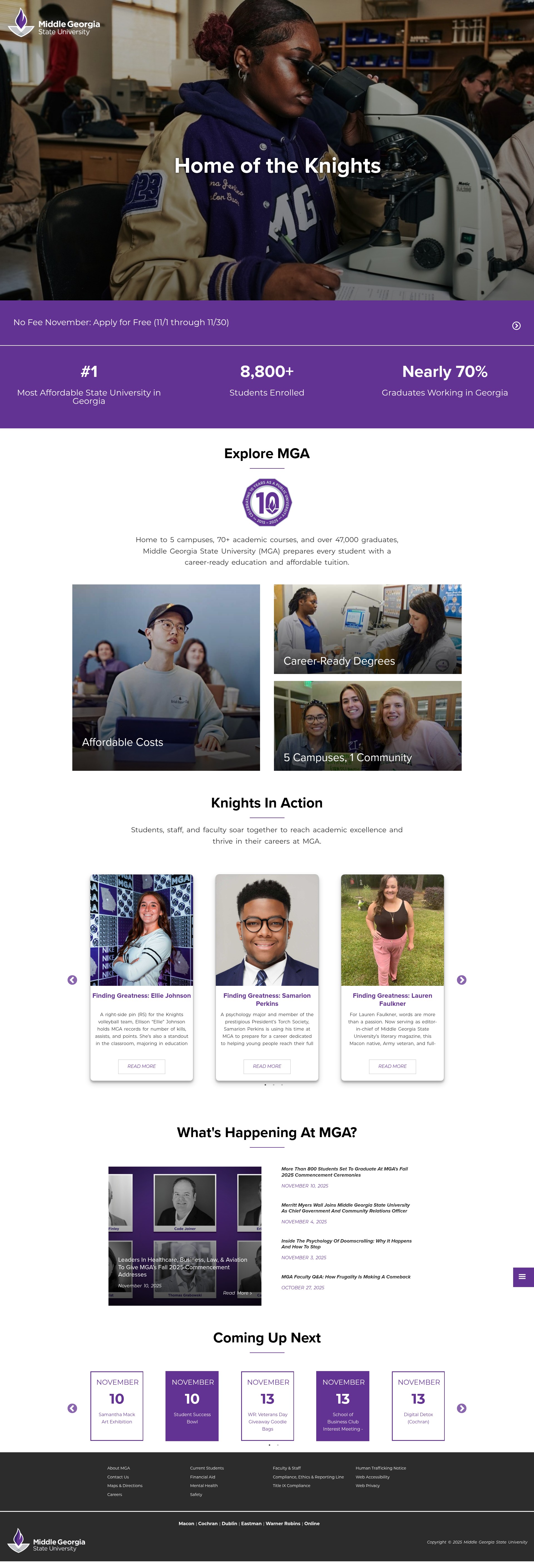 Screenshot of www.mga.edu