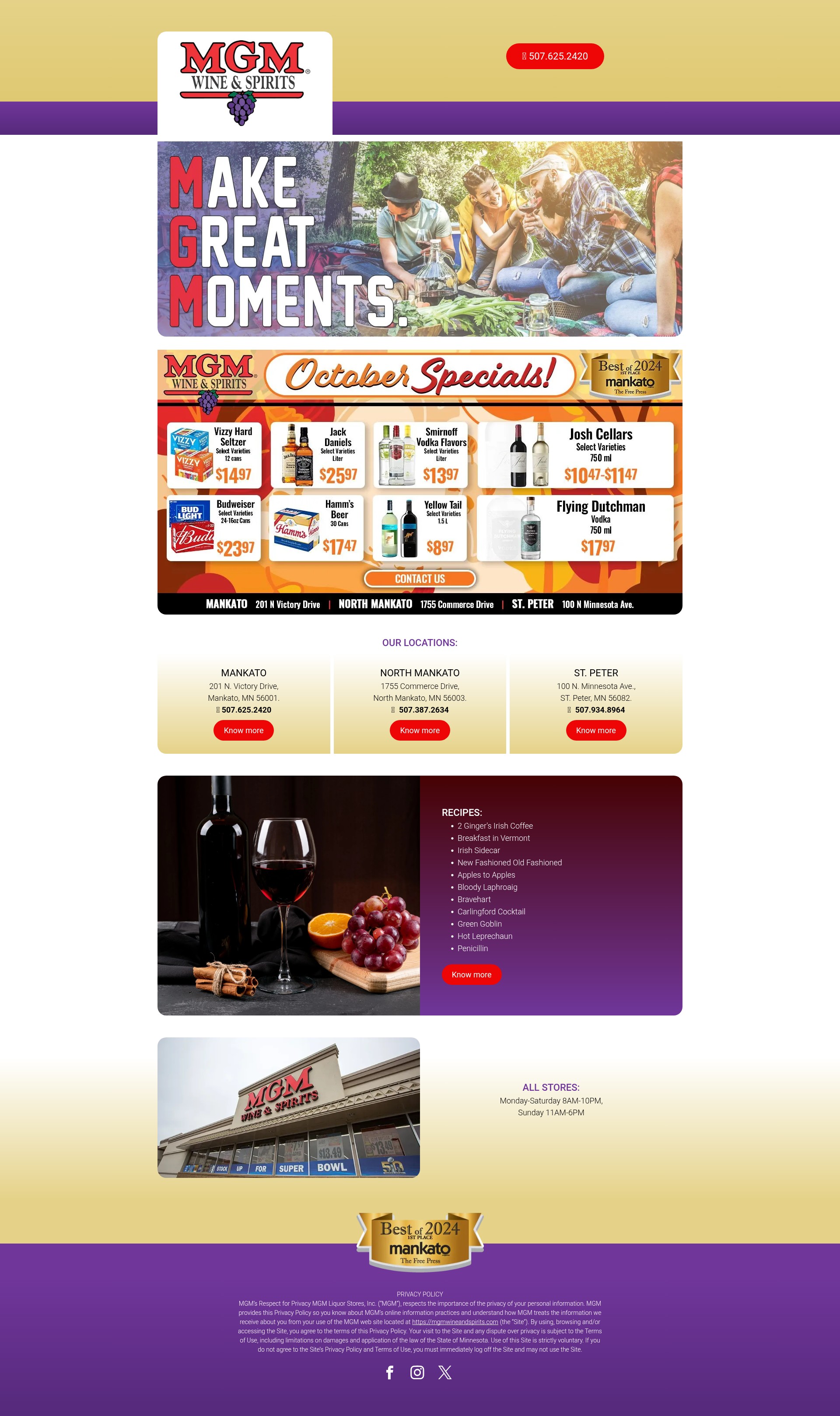 Screenshot of www.mgmwineandspirit.com
