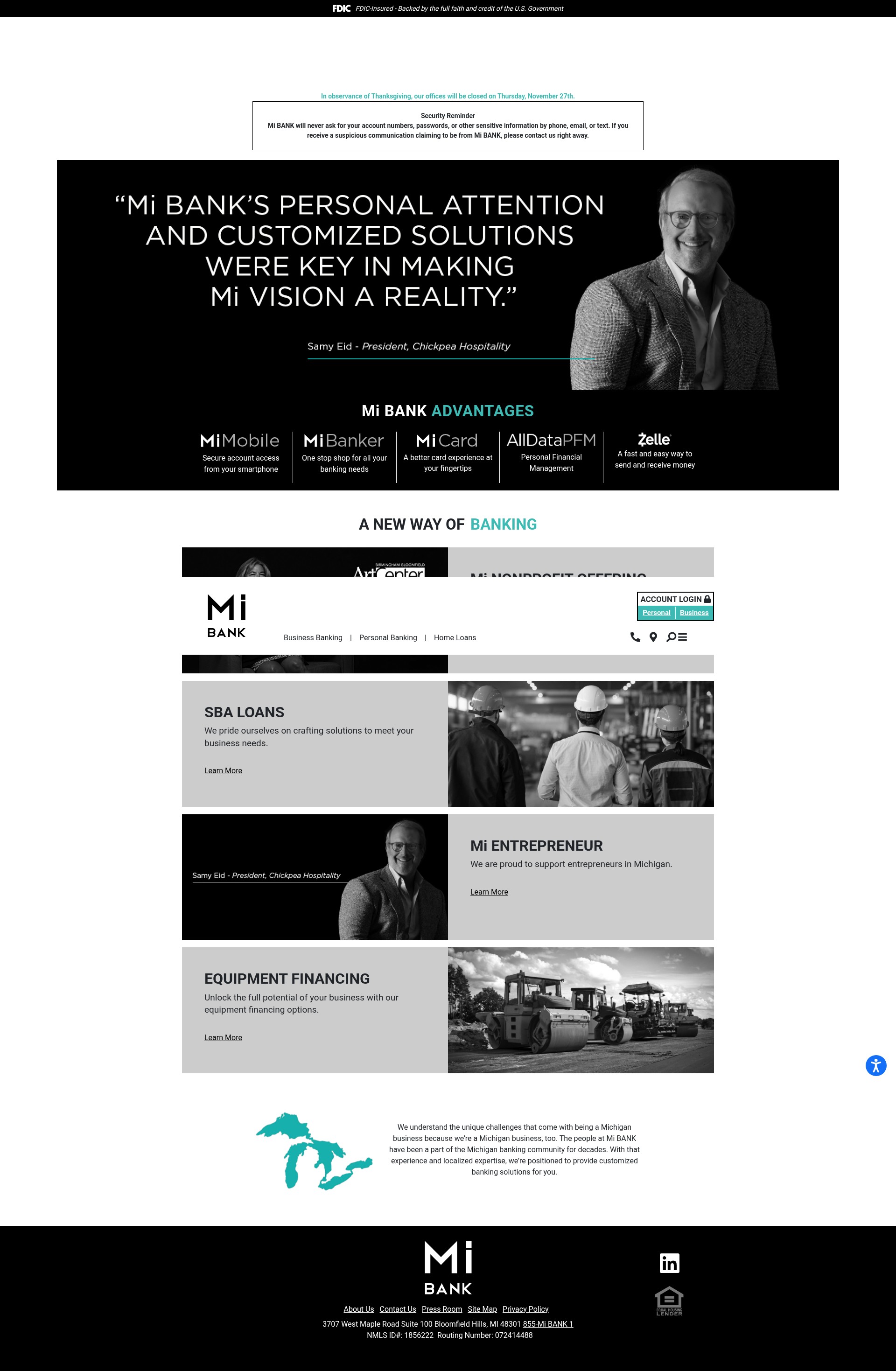 Screenshot of www.mi.bank