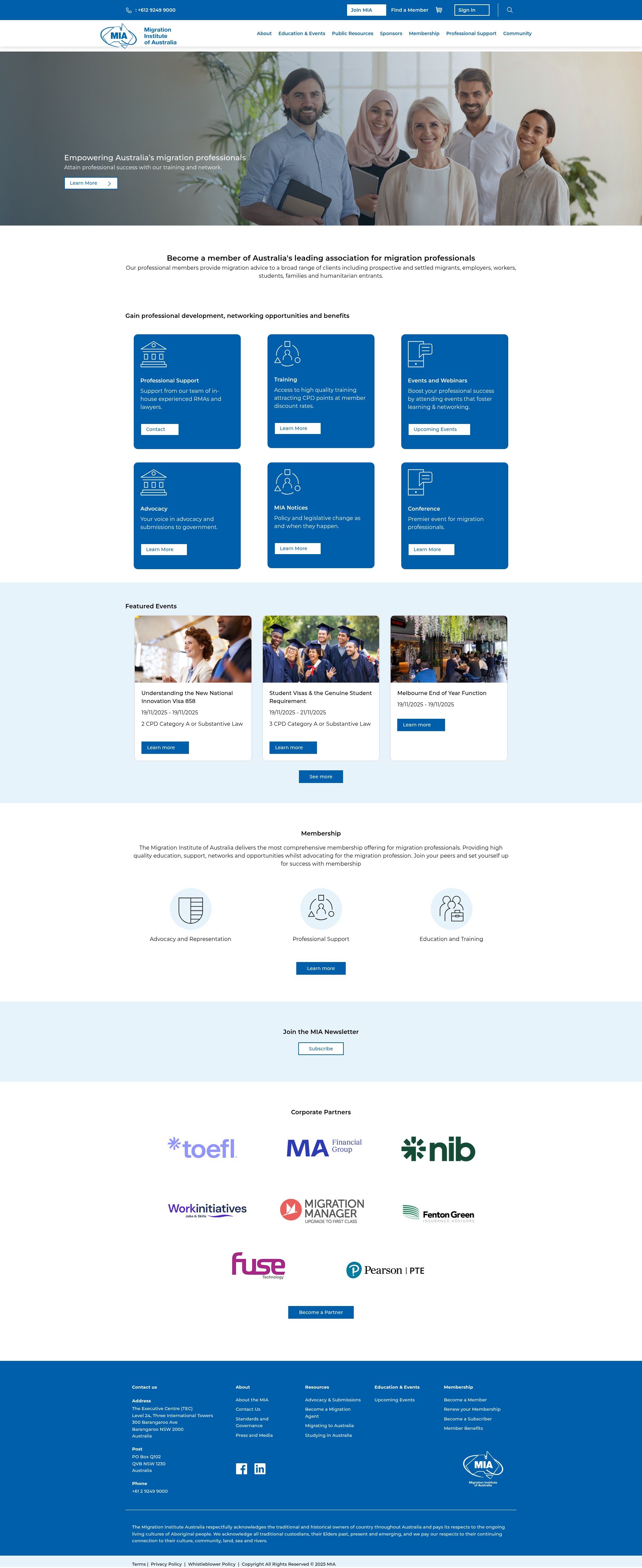Screenshot of www.mia.org.au