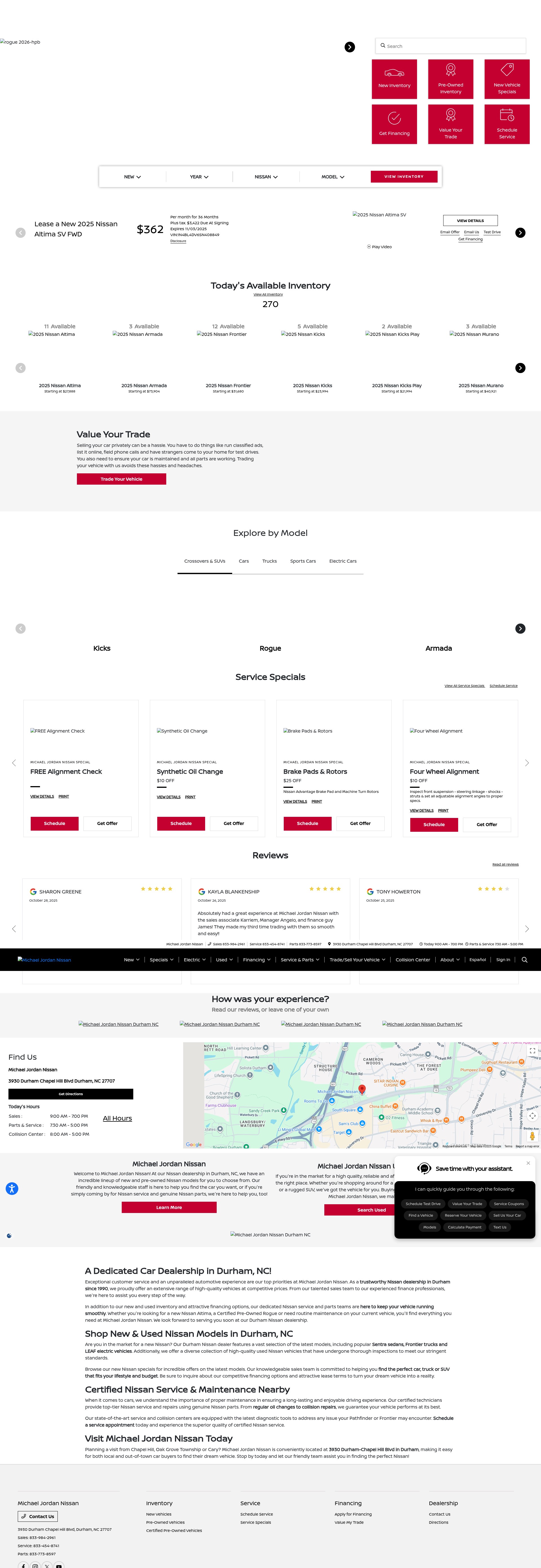 Screenshot of www.michaeljordannissan.com