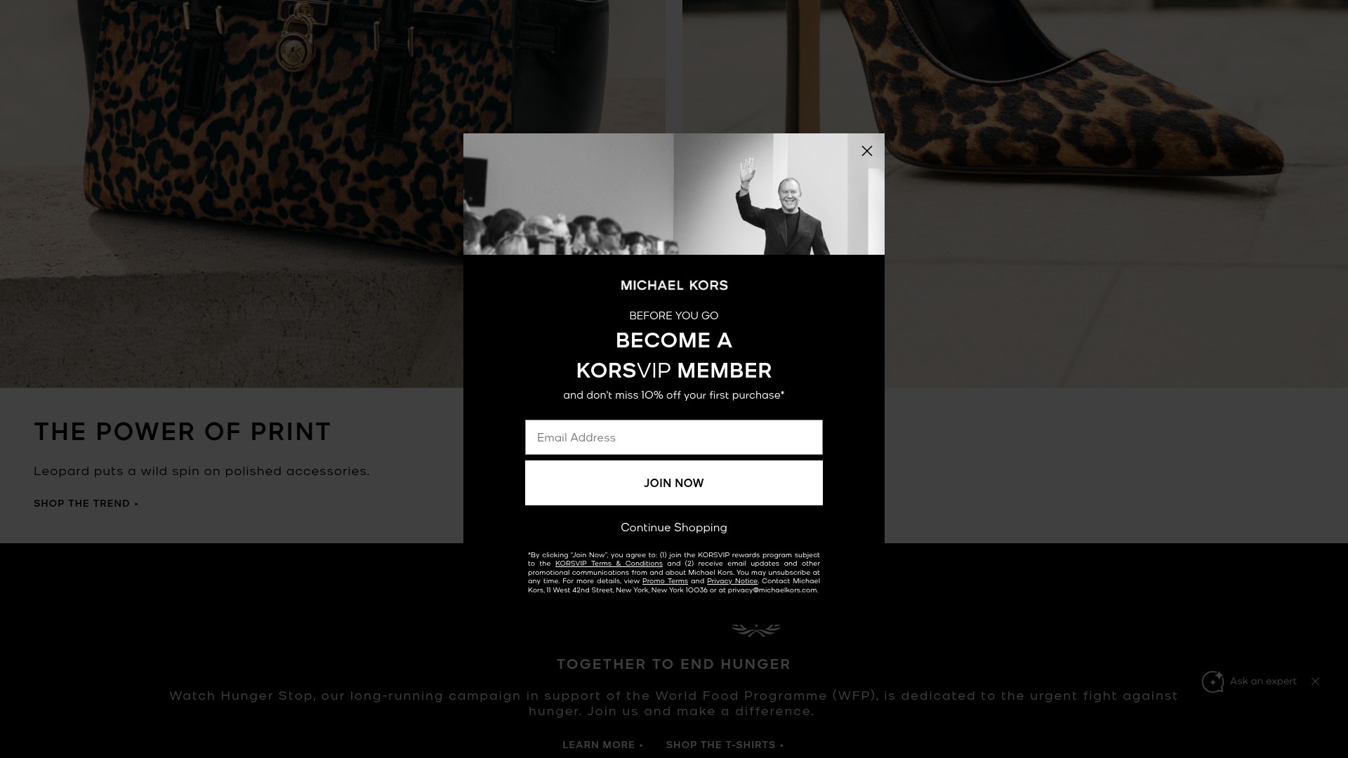 Screenshot of www.michaelkors.com