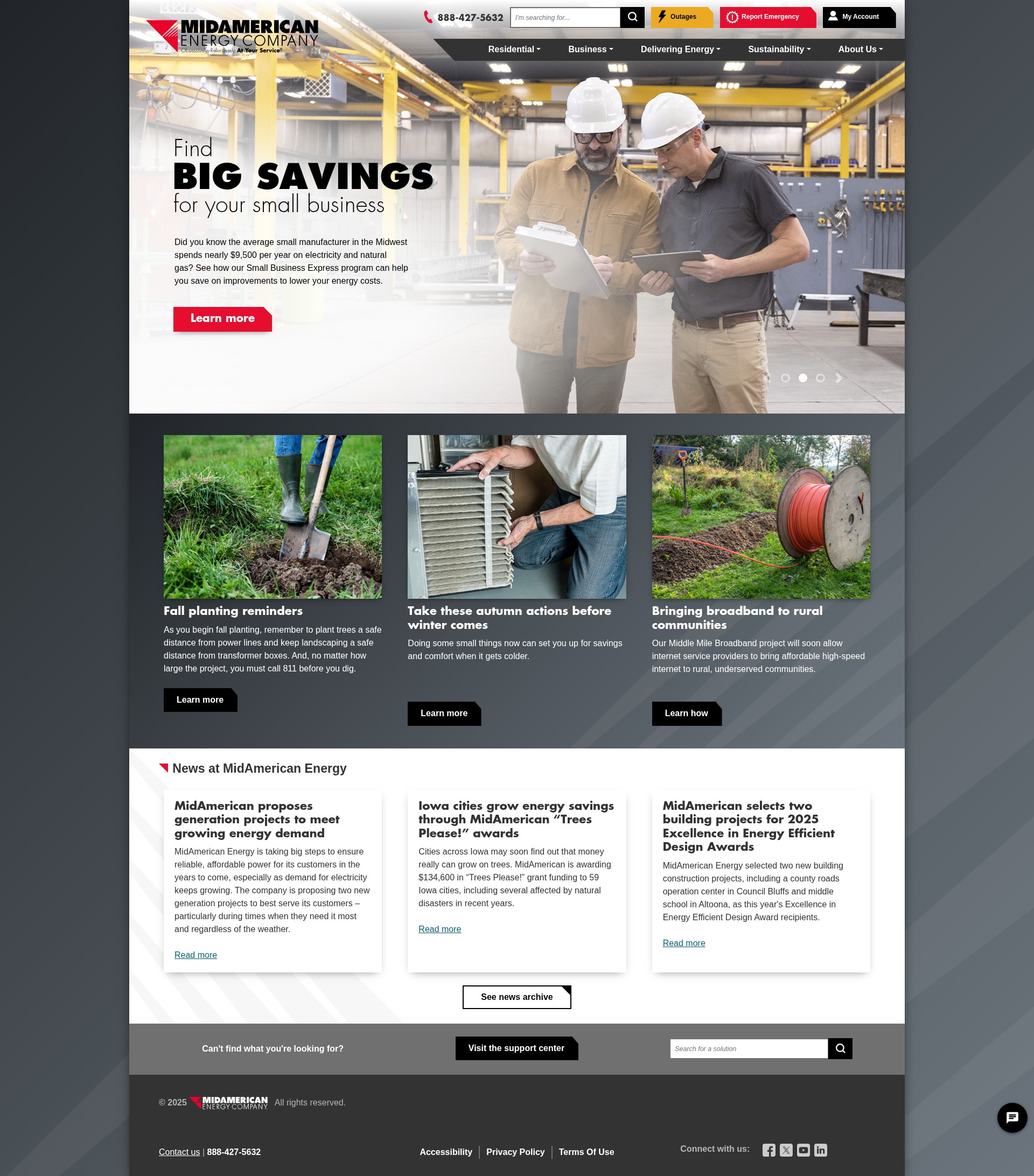 Screenshot of www.midamericanenergy.com