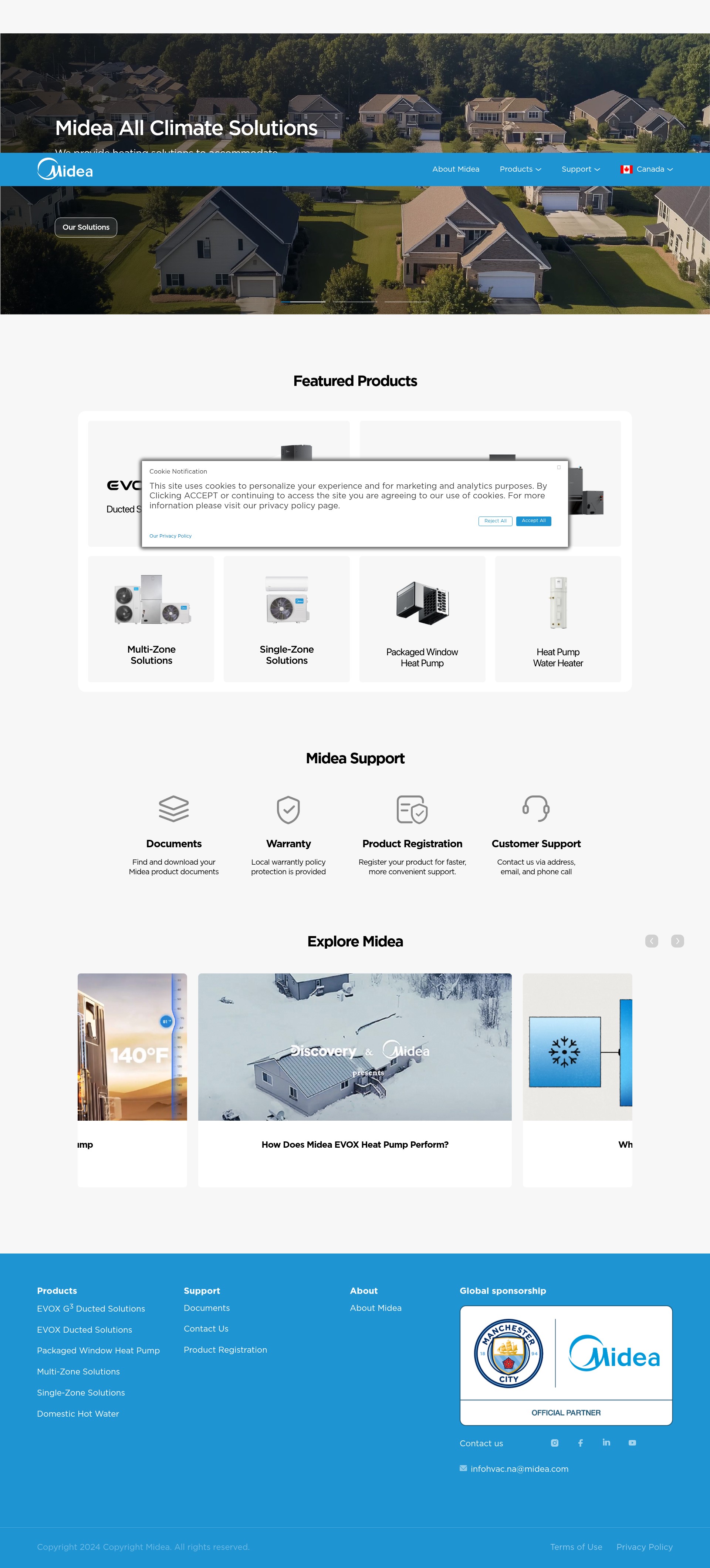 Screenshot of www.mideacomfortna.ca