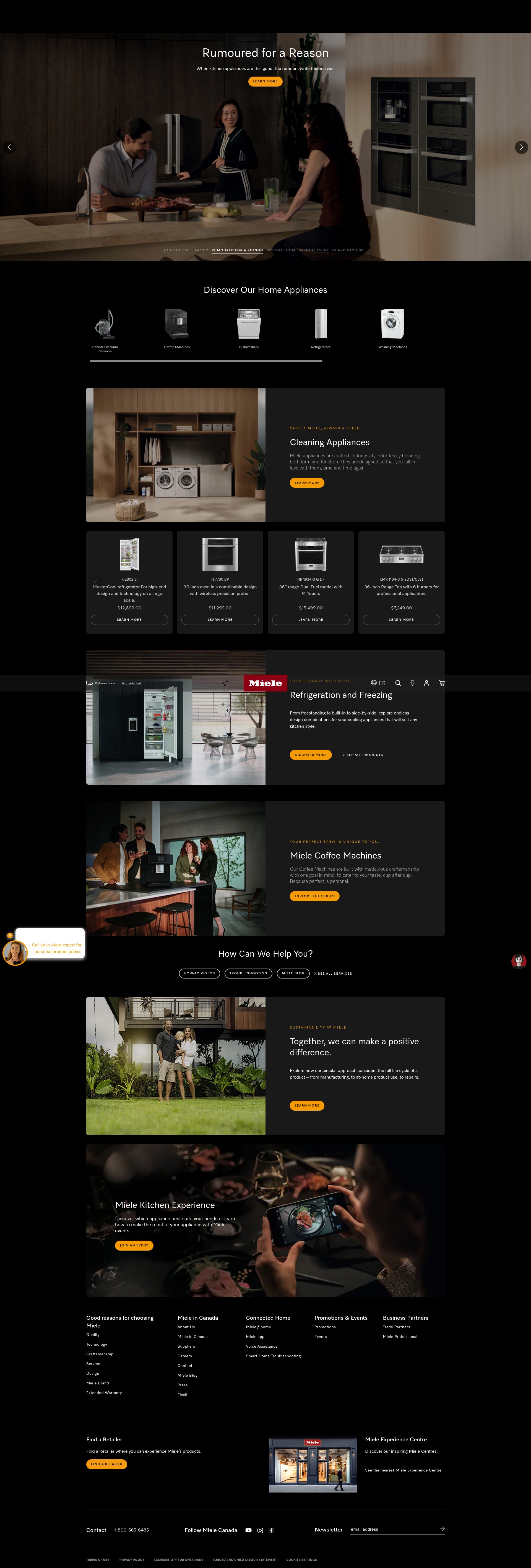 Screenshot of www.miele.ca