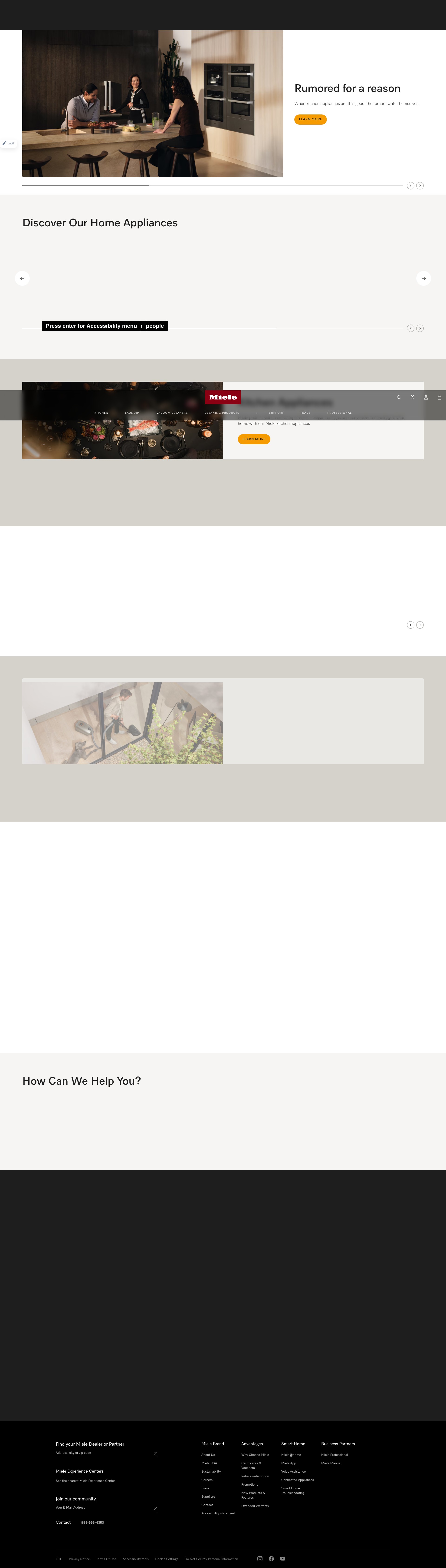 Screenshot of www.mieleusa.com