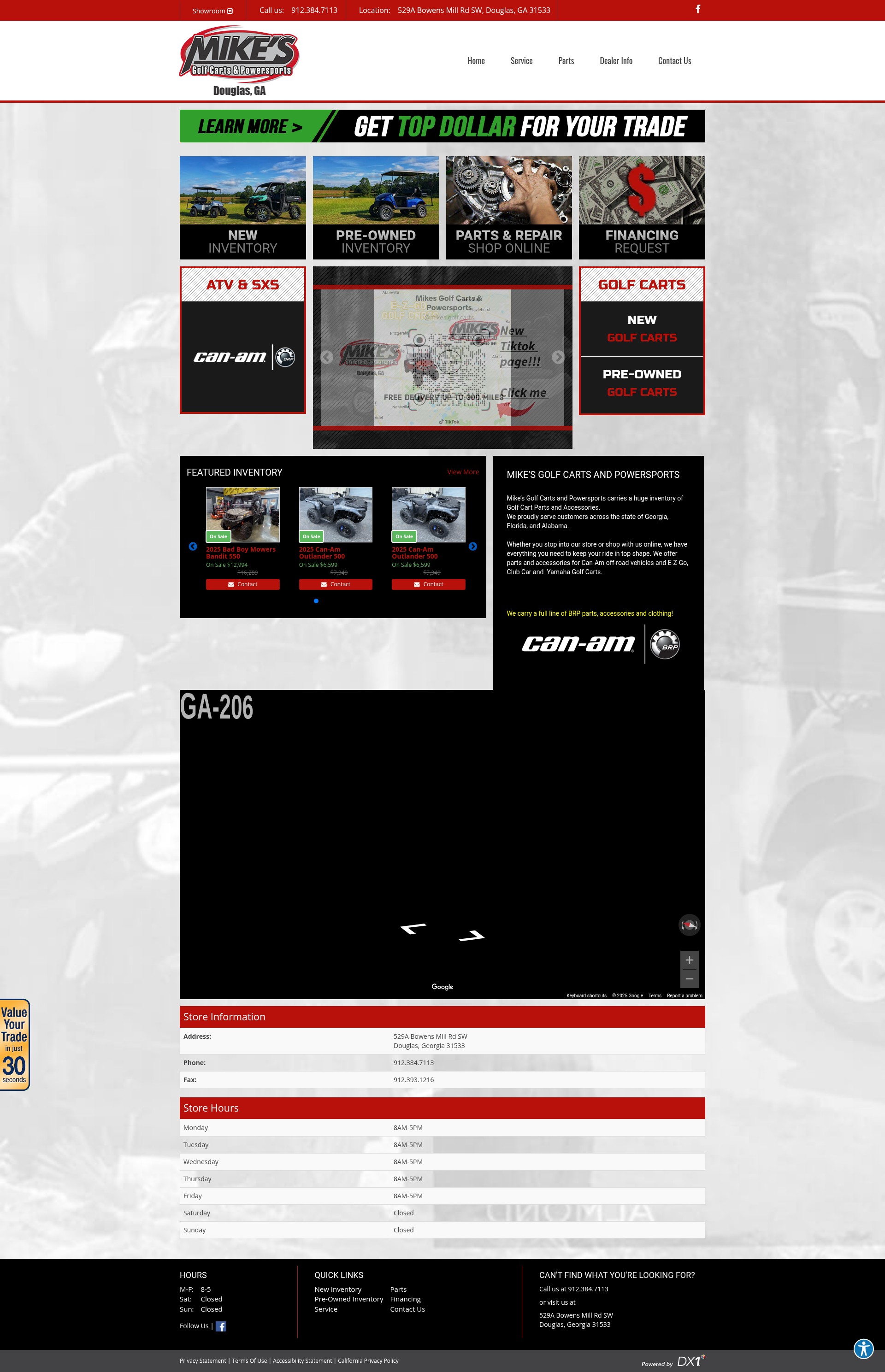 Screenshot of www.mikesgolfcartsga.com
