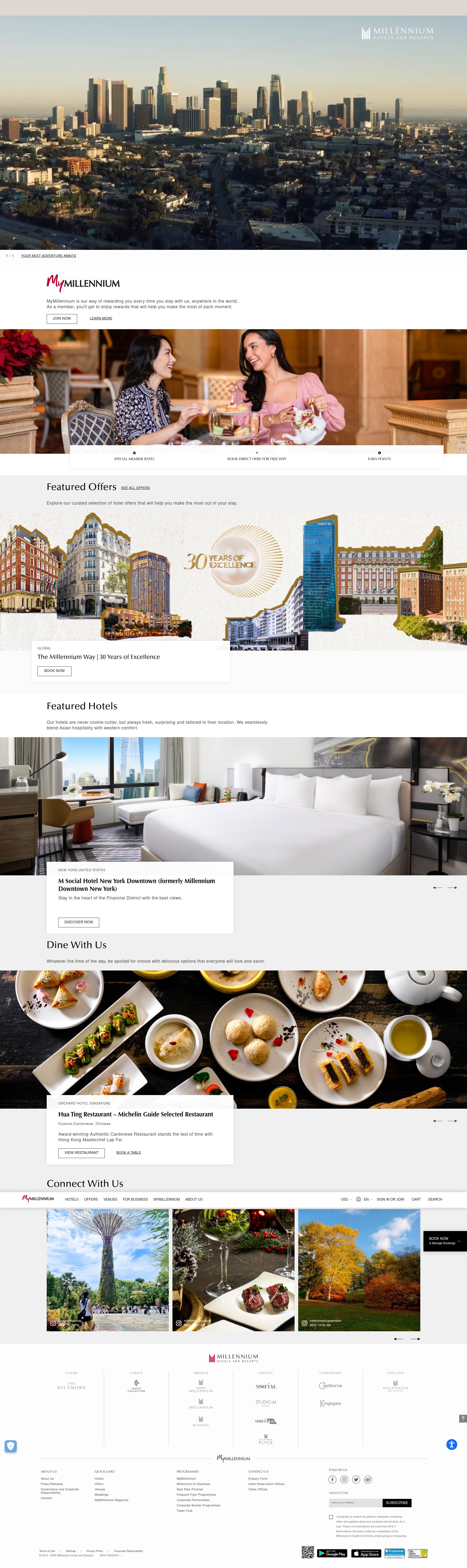 Screenshot of www.millenniumhotels.com
