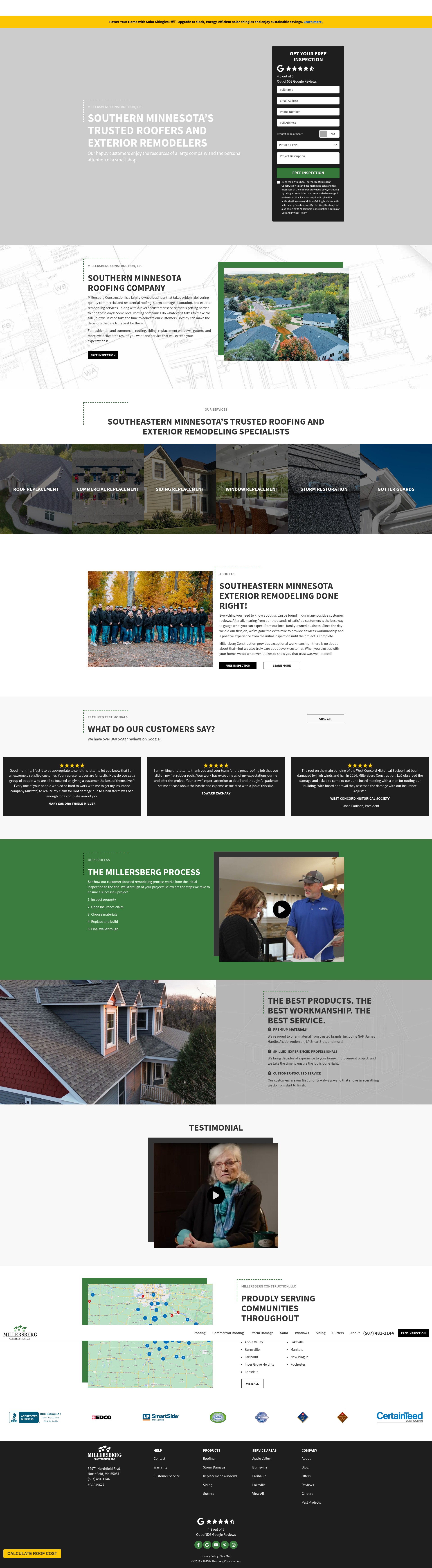 Screenshot of www.millersbergconstruction.com