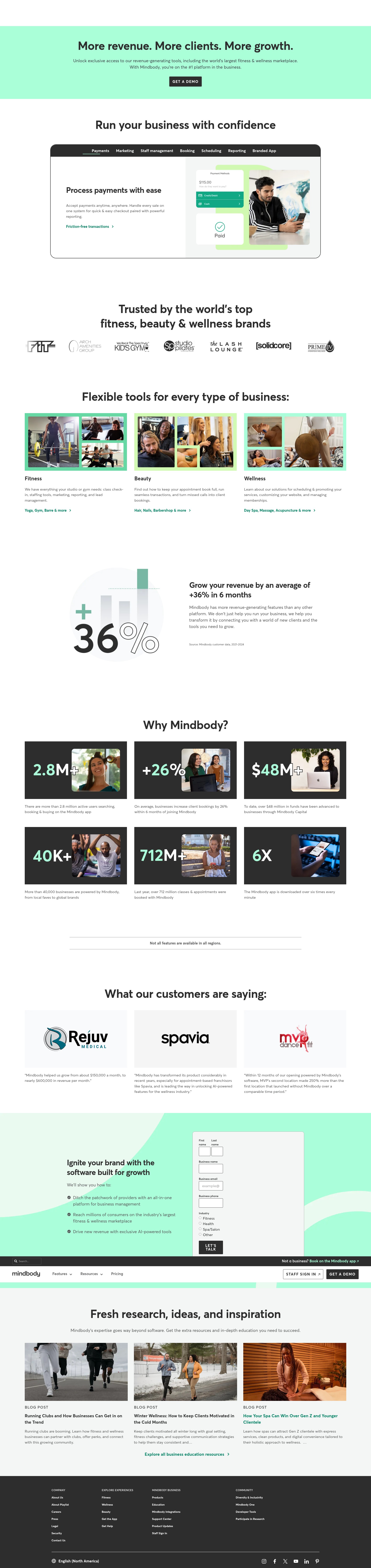 Screenshot of www.mindbodyonline.com