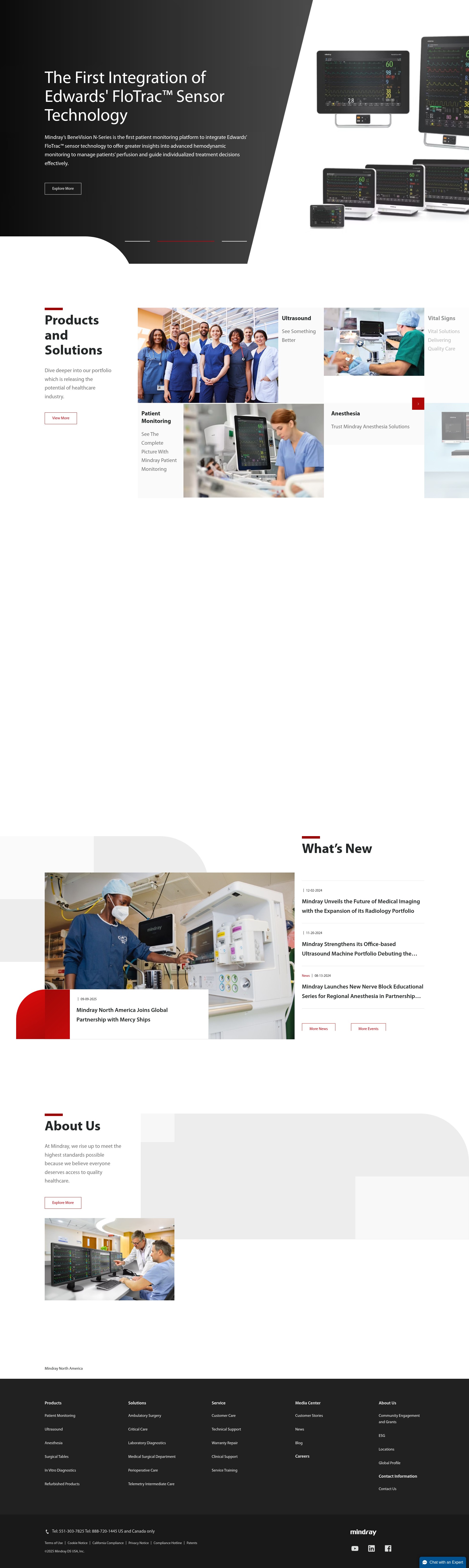 Screenshot of www.mindray.com