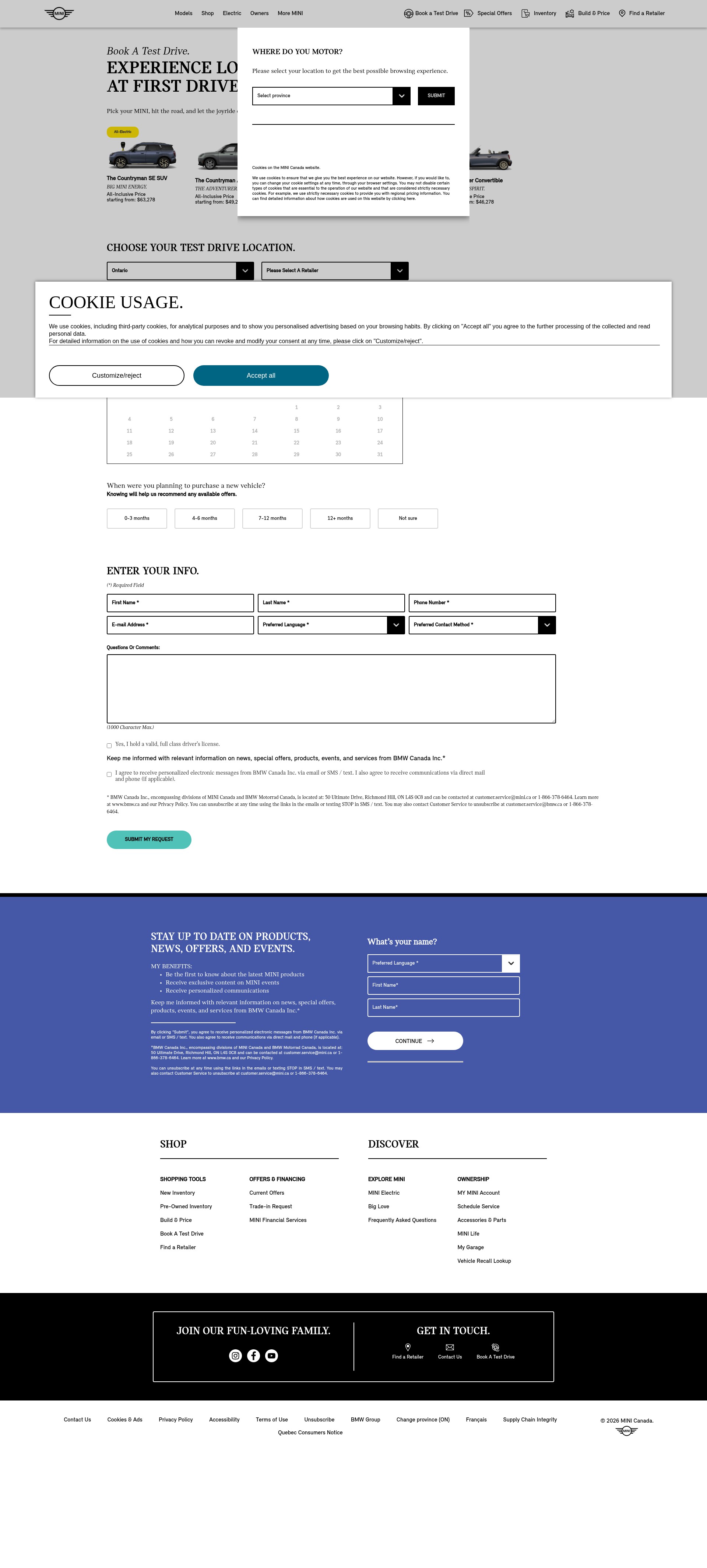 Screenshot of www.mini.ca