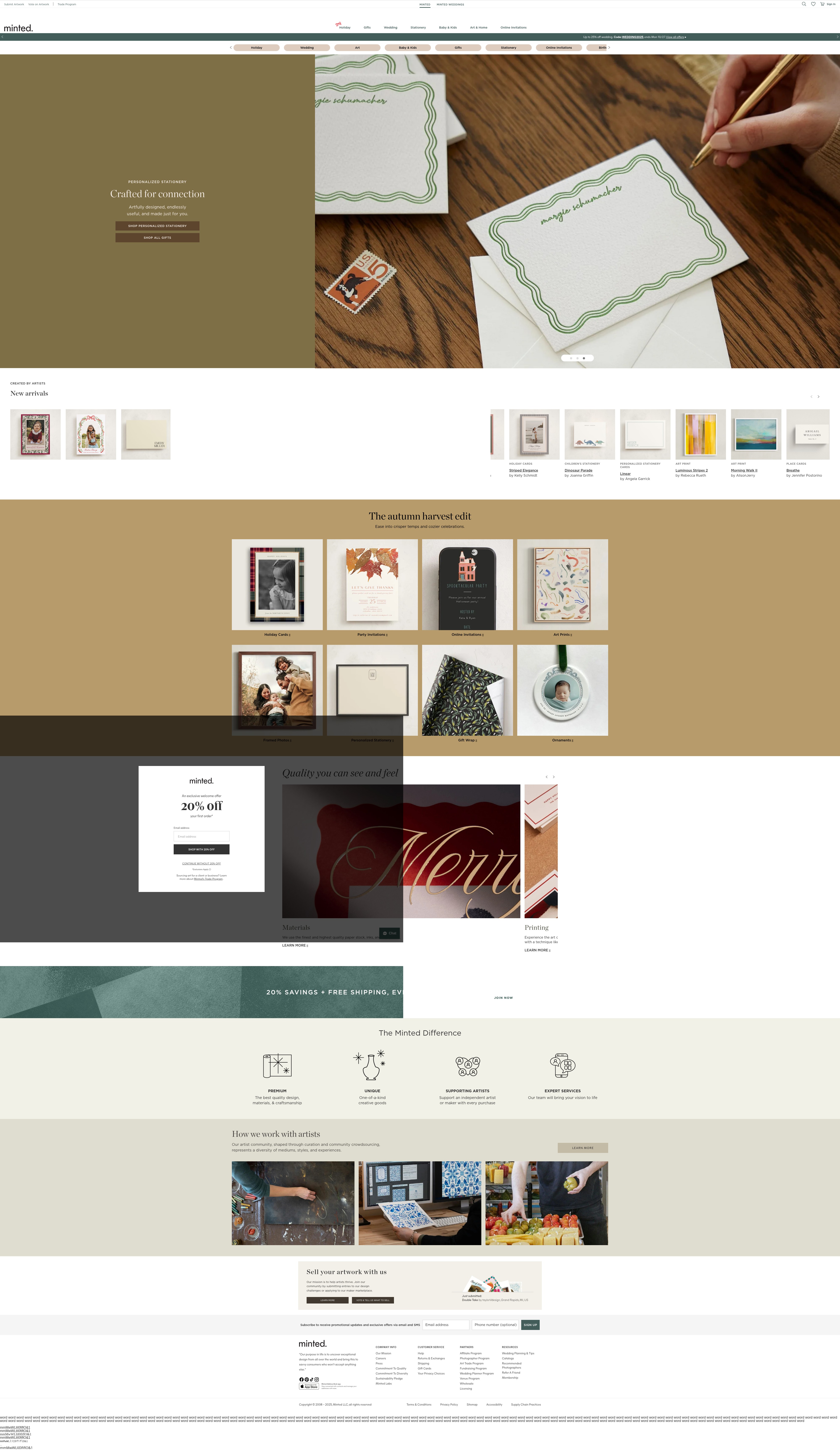 Screenshot of www.minted.com