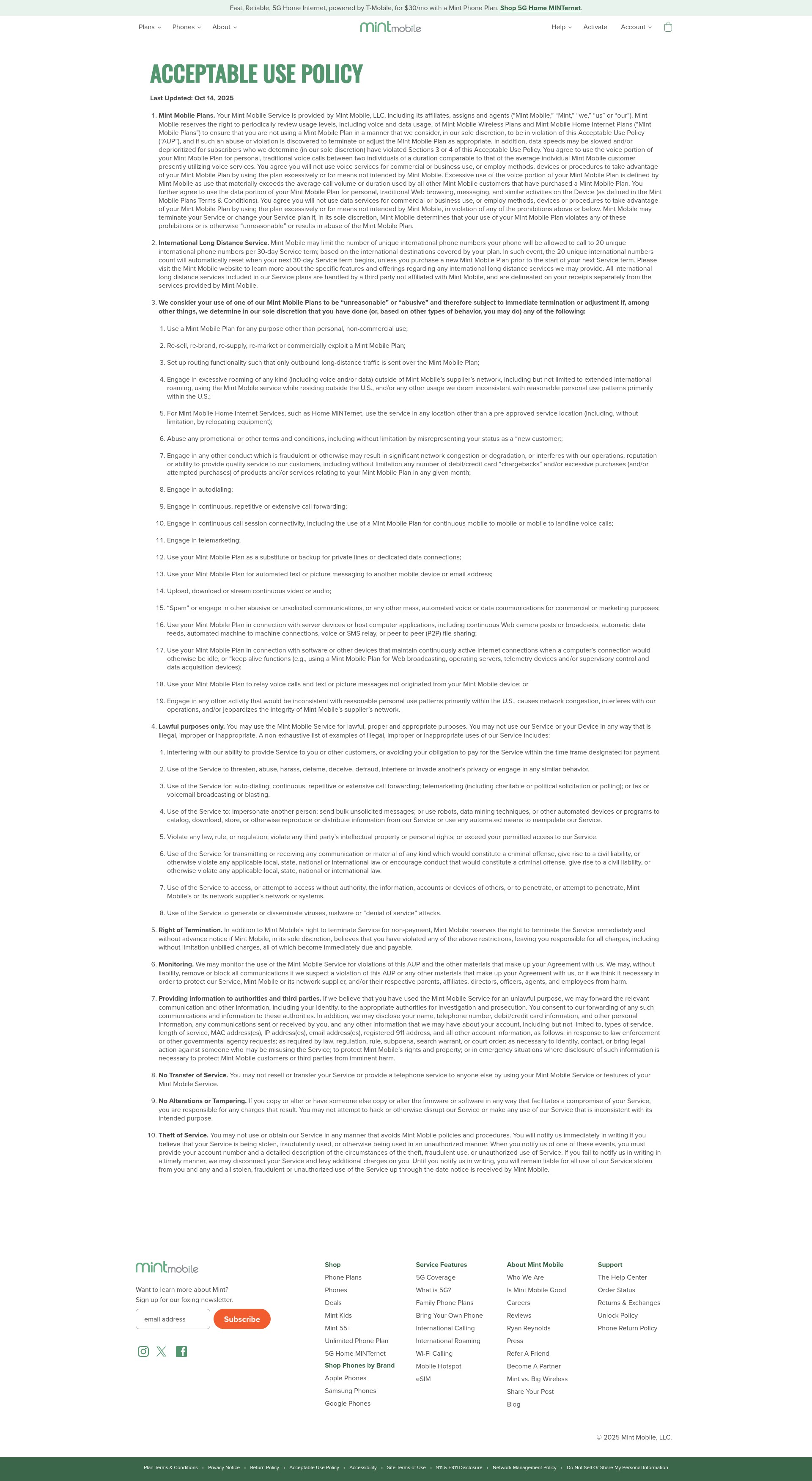 Screenshot of www.mintmobile.com
