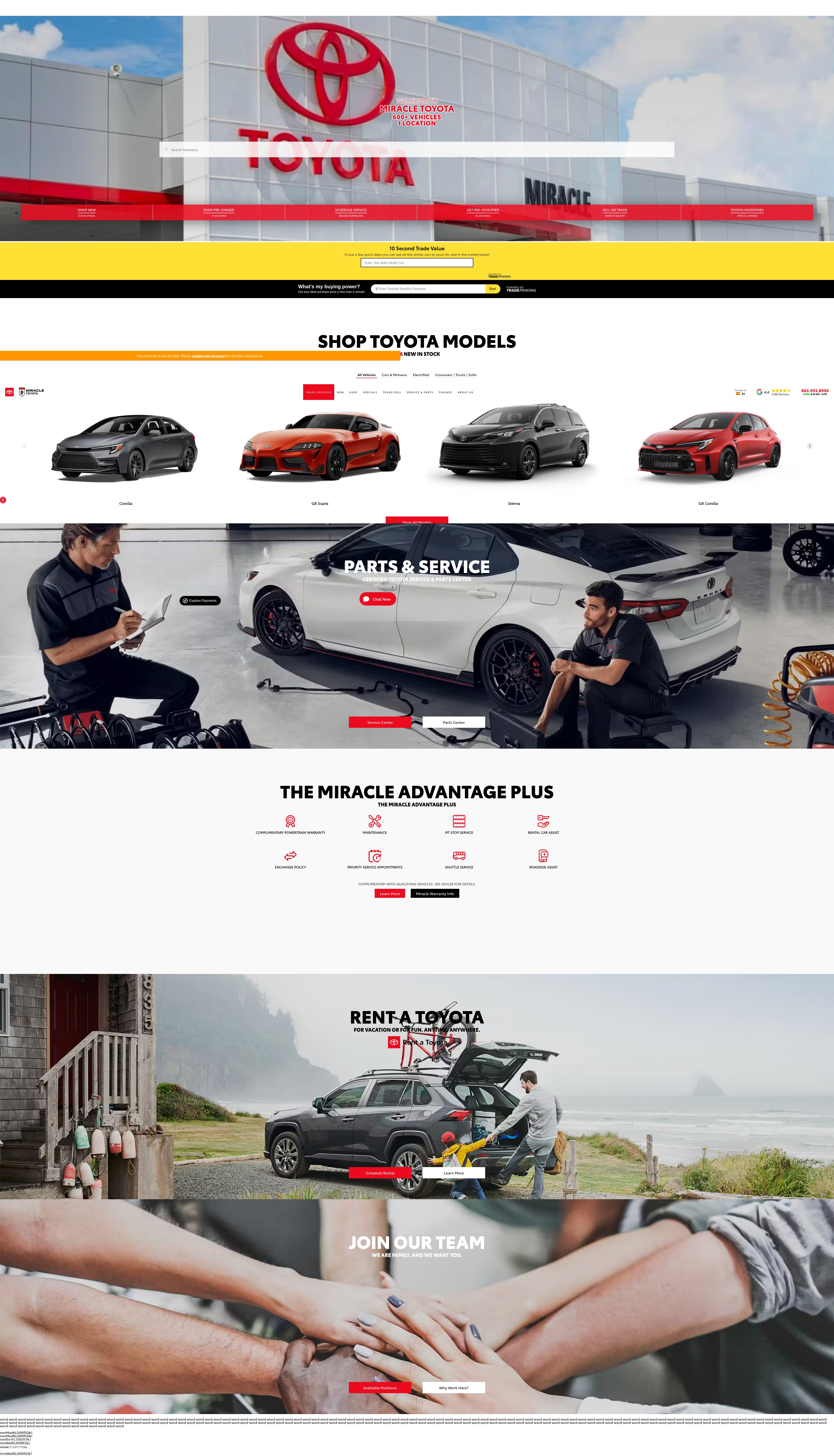 Screenshot of www.miracletoyota.com