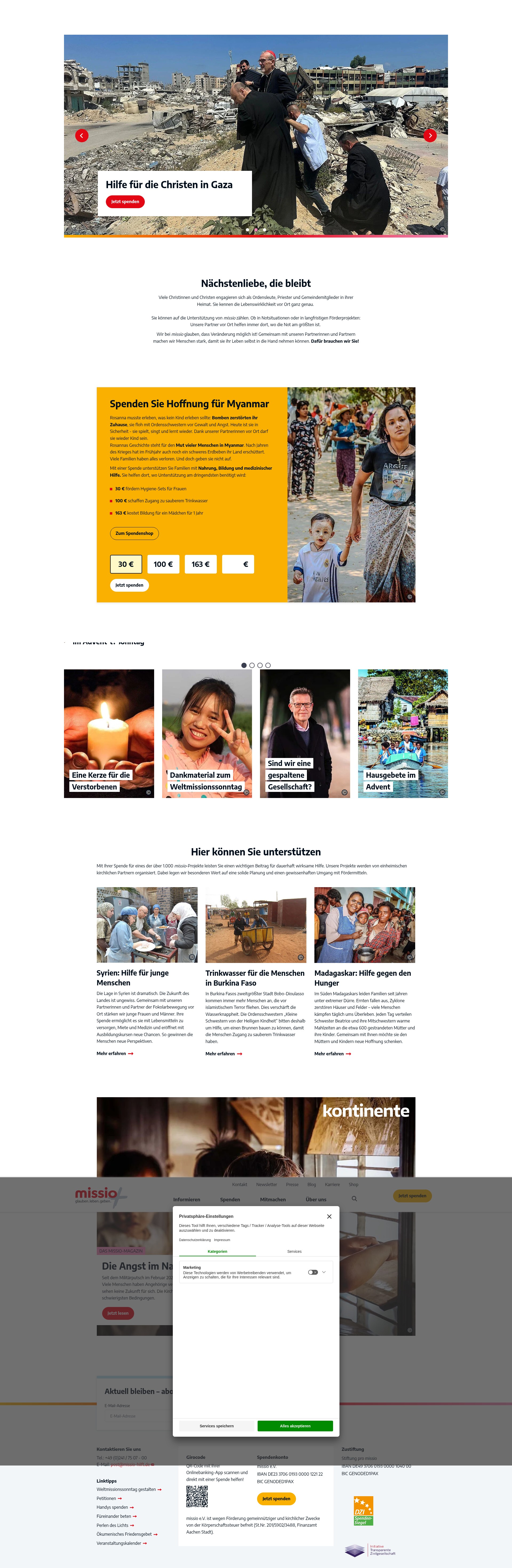 Screenshot of www.missio-hilft.de
