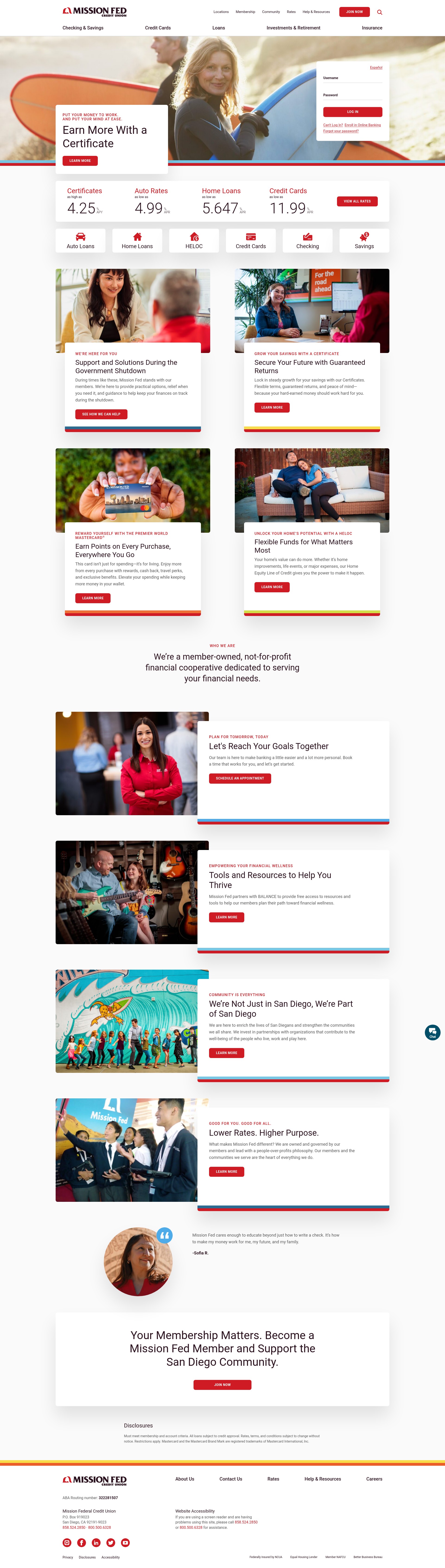 Screenshot of www.missionfed.com