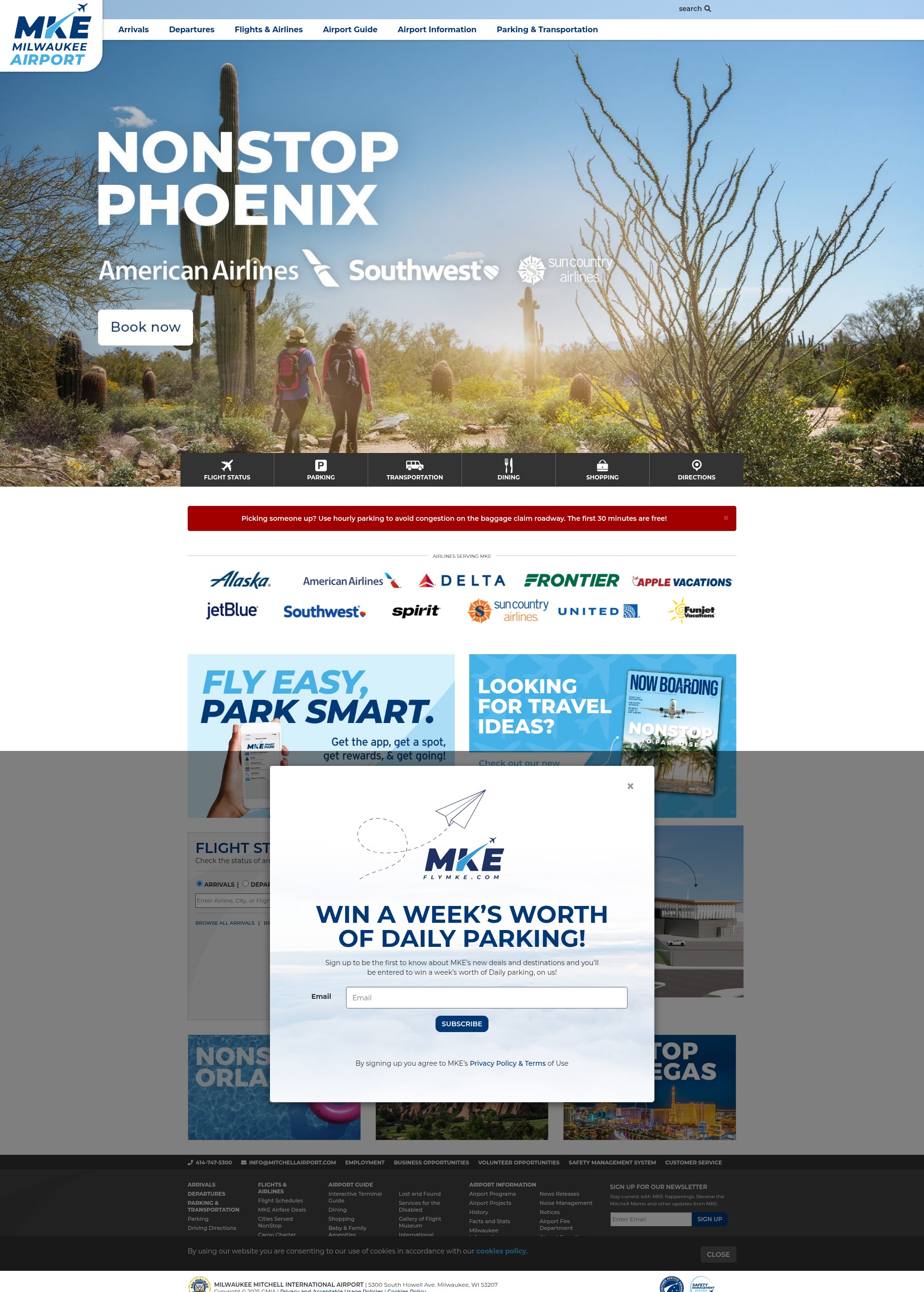 Screenshot of www.mitchellairport.com