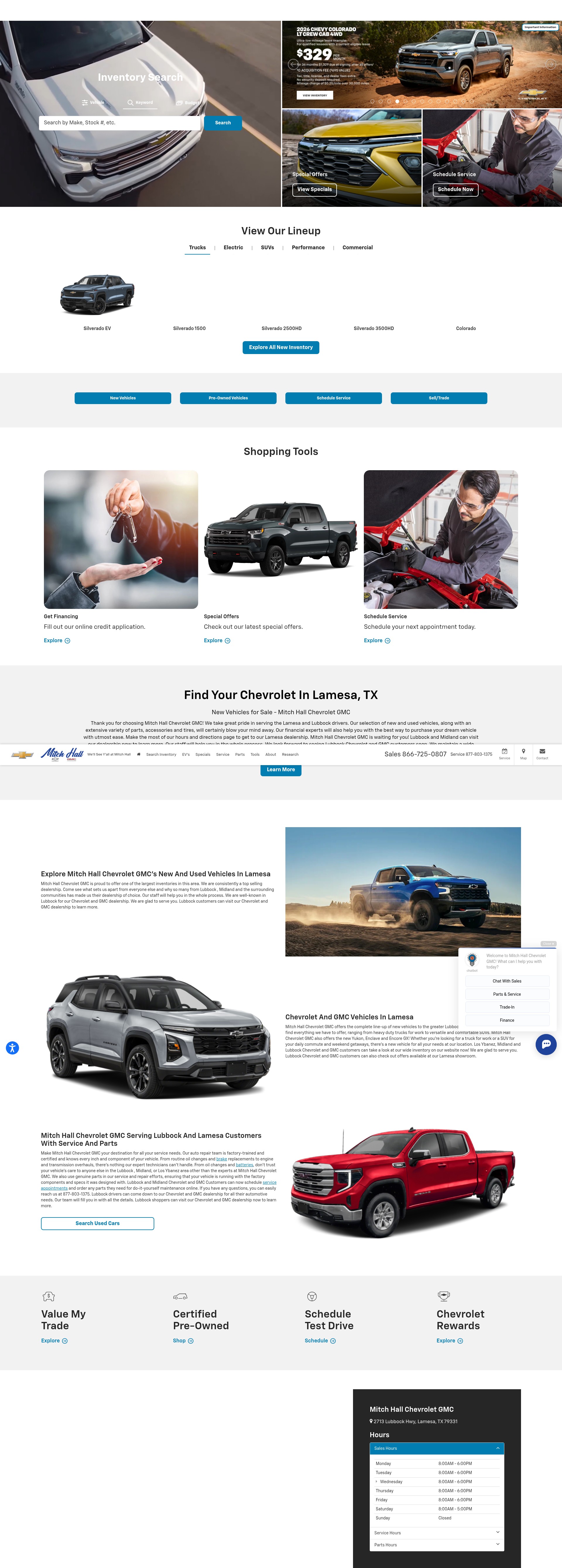 Screenshot of www.mitchhallchevy.com