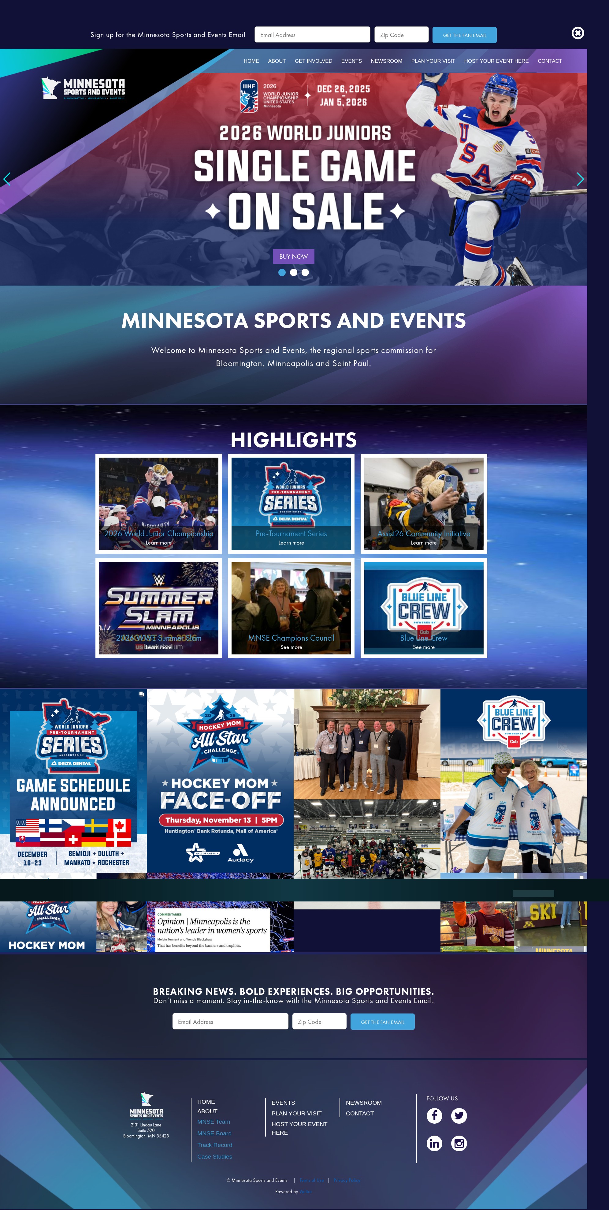 Screenshot of www.mnsportsandevents.org