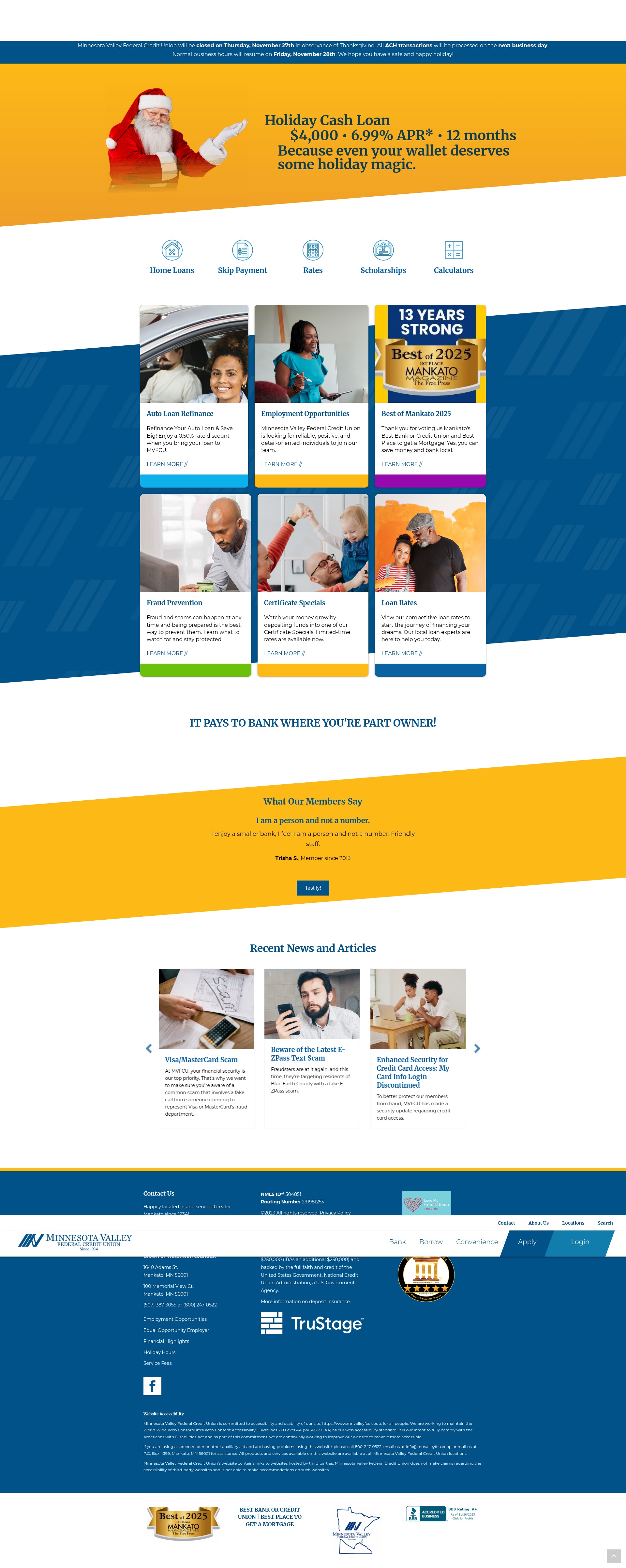 Screenshot of www.mnvalleyfcu.coop