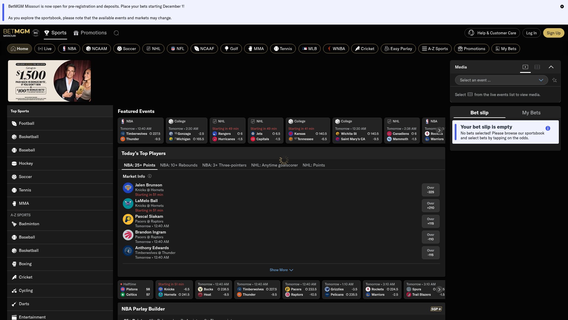 Screenshot of www.mo.betmgm.com