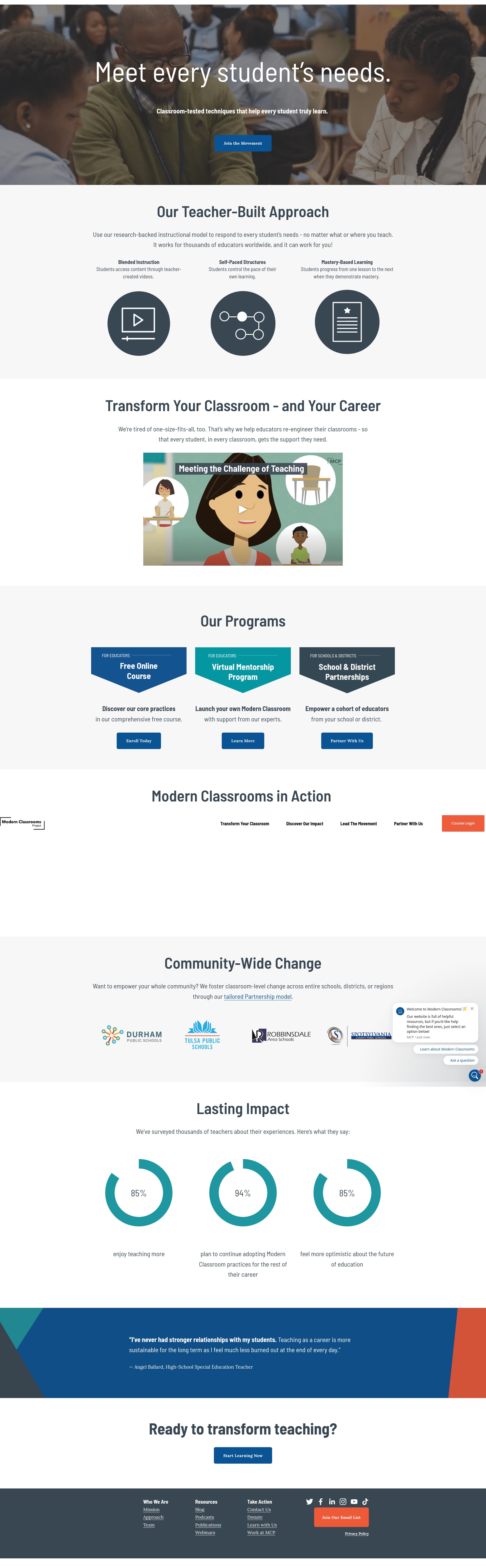 Screenshot of www.modernclassrooms.org