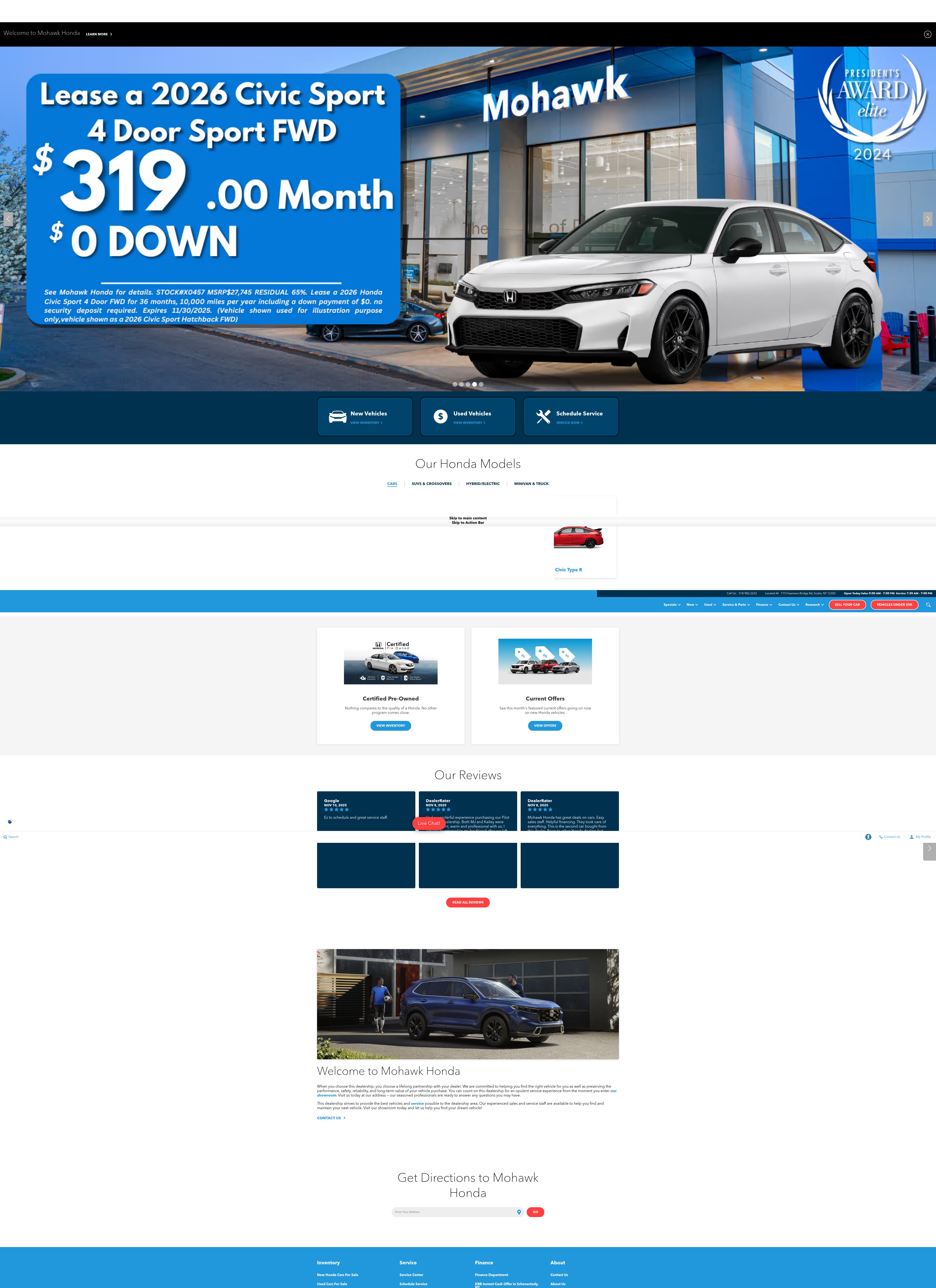Screenshot of www.mohawkhonda.com