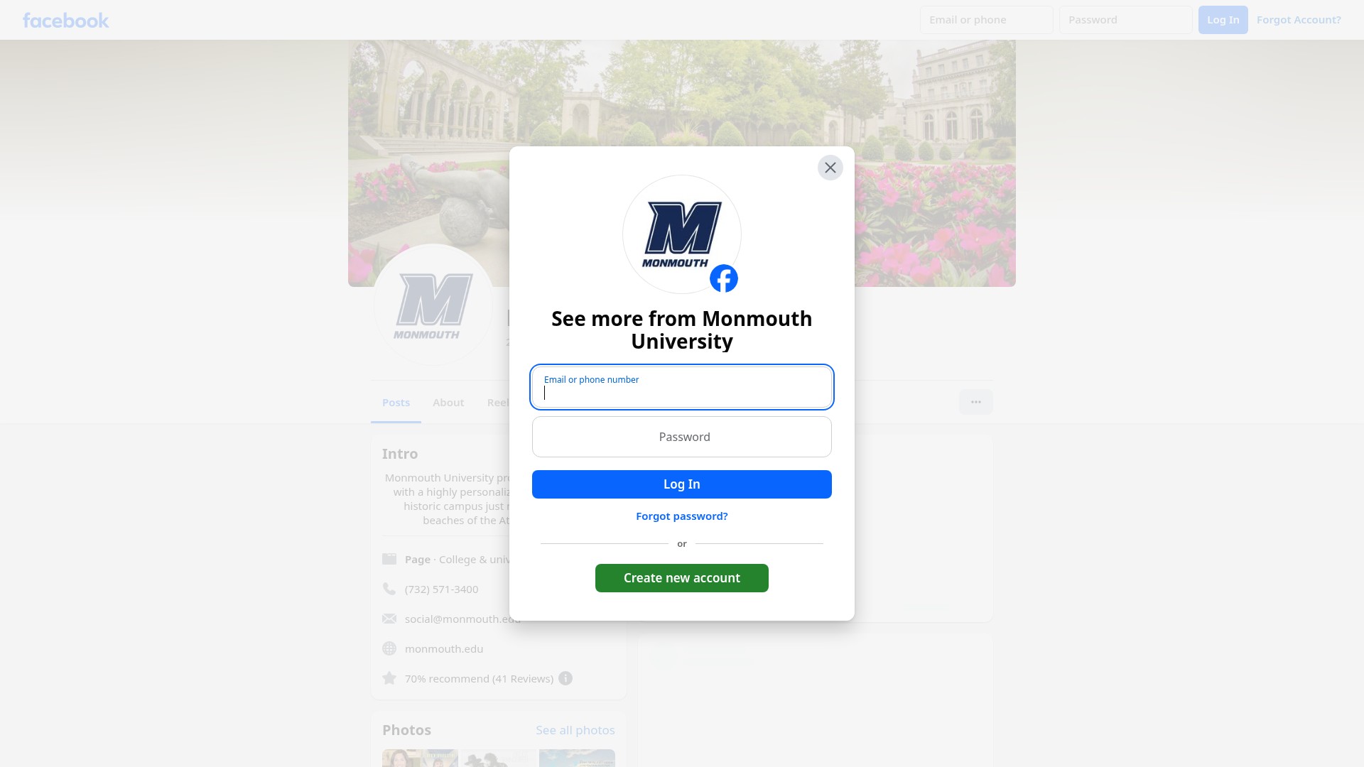 Screenshot of www.monmouth.edu