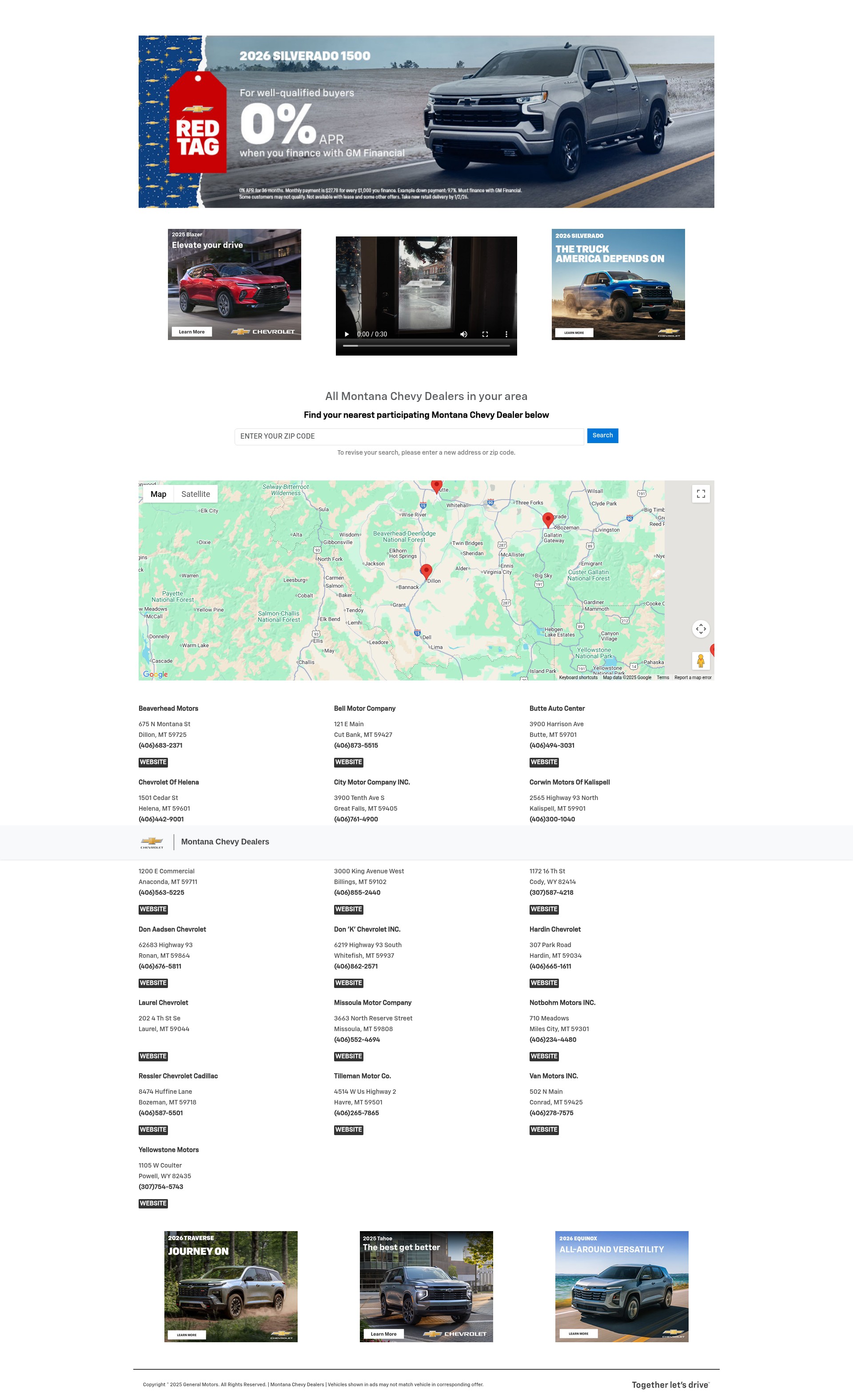 Screenshot of www.montanachevydealers.com