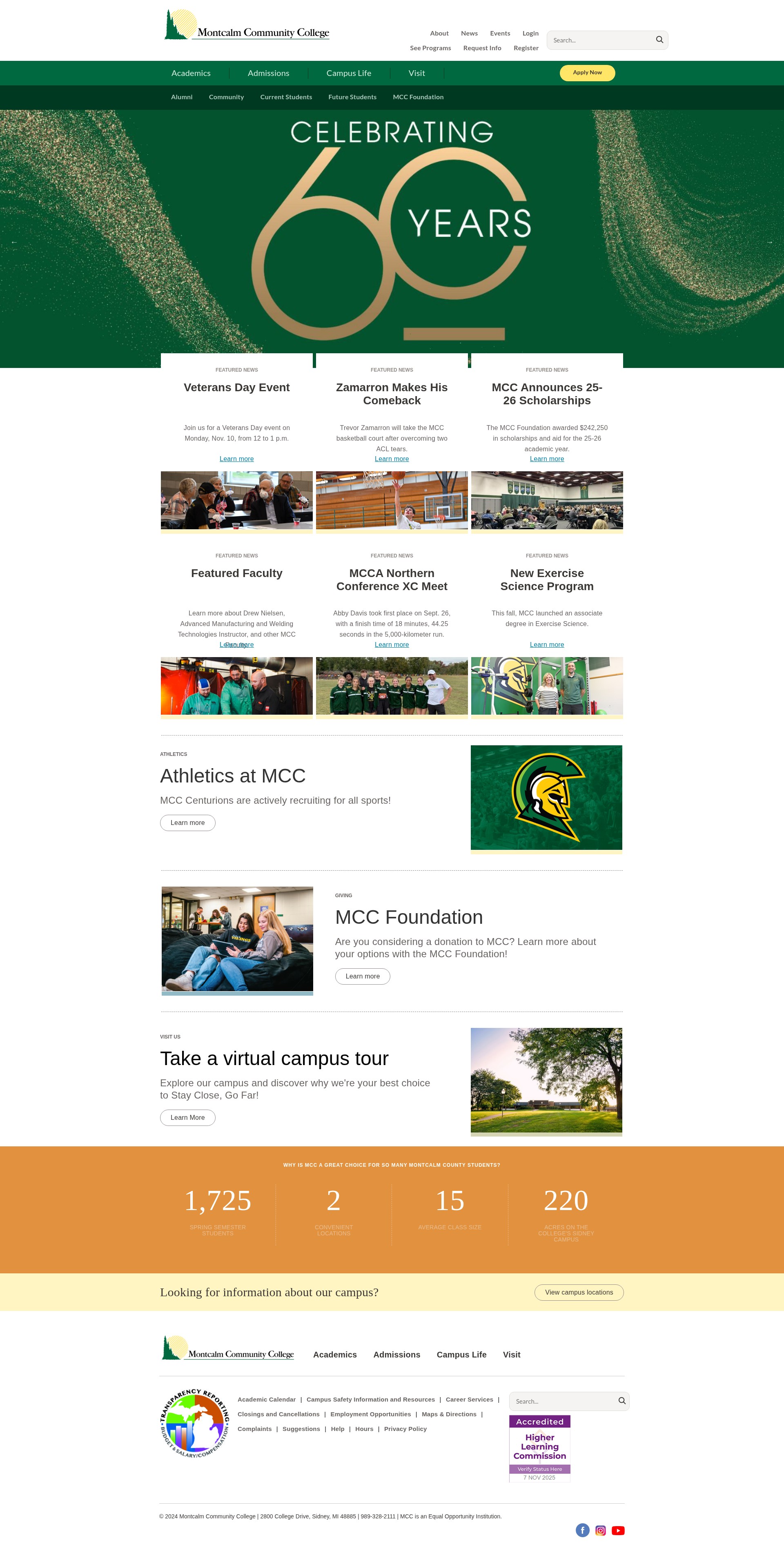 Screenshot of www.montcalm.edu