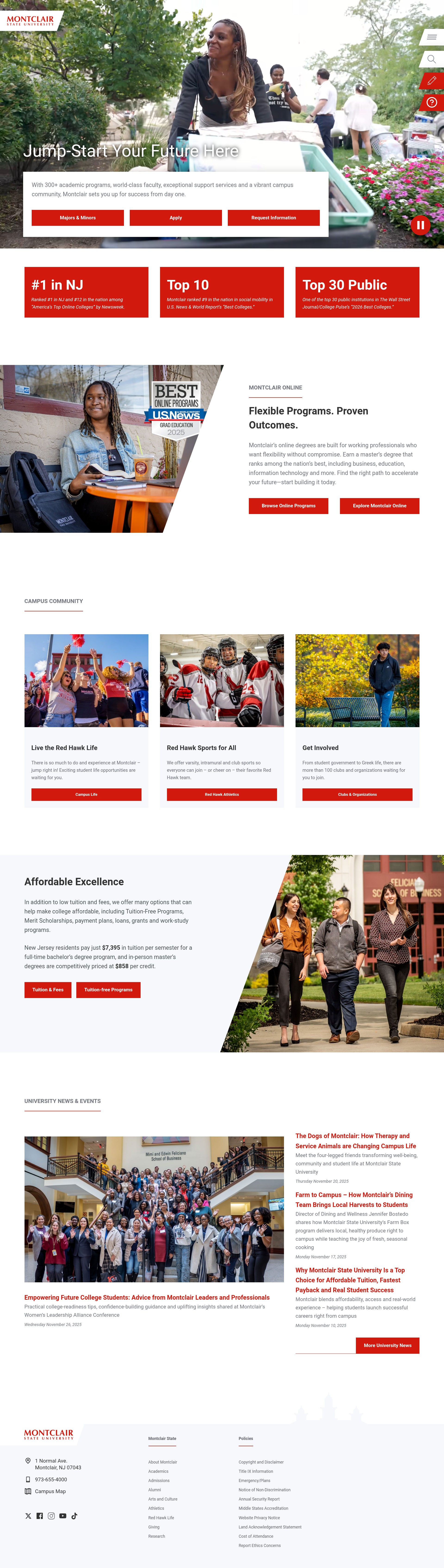 Screenshot of www.montclair.edu