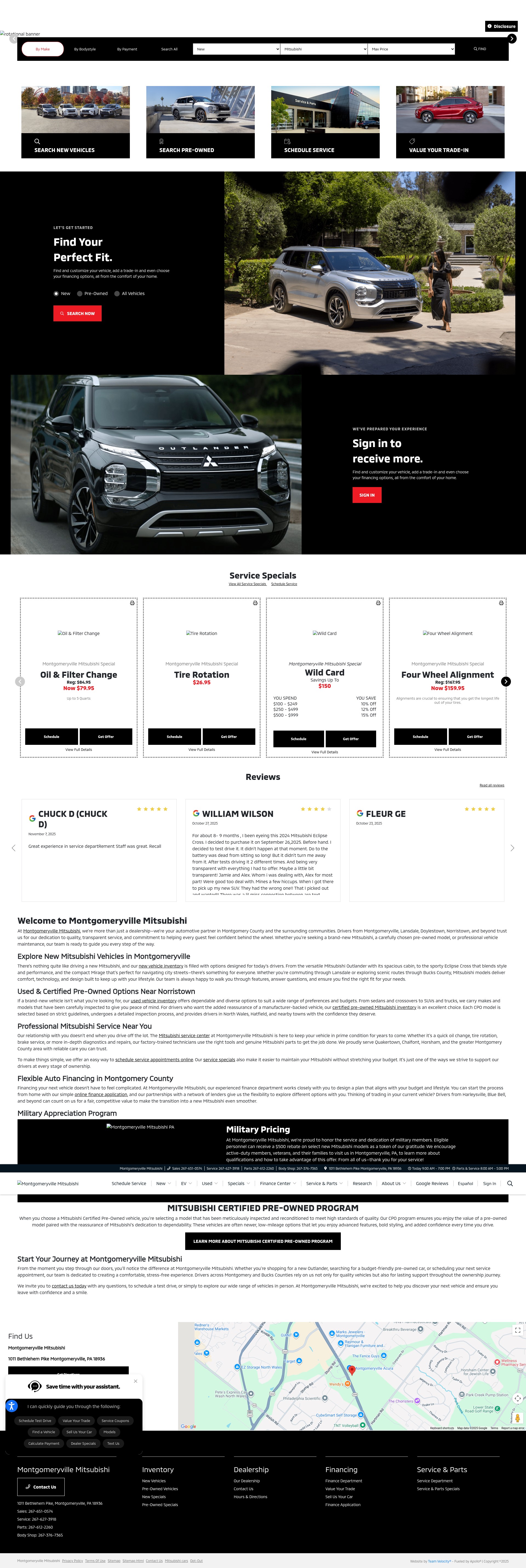 Screenshot of www.montgomeryvillemitsubishi.com