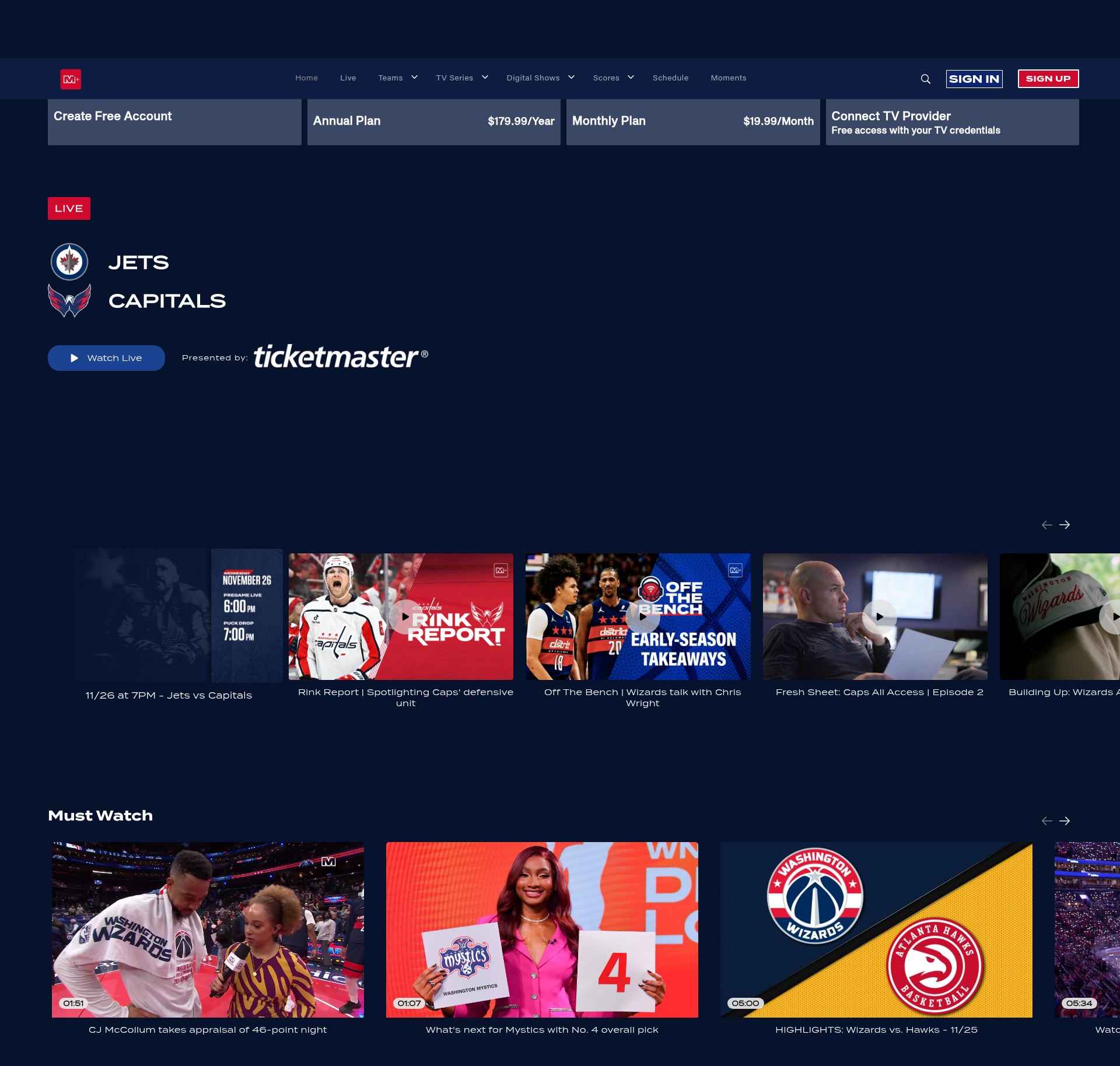 Screenshot of www.monumentalsportsnetwork.com