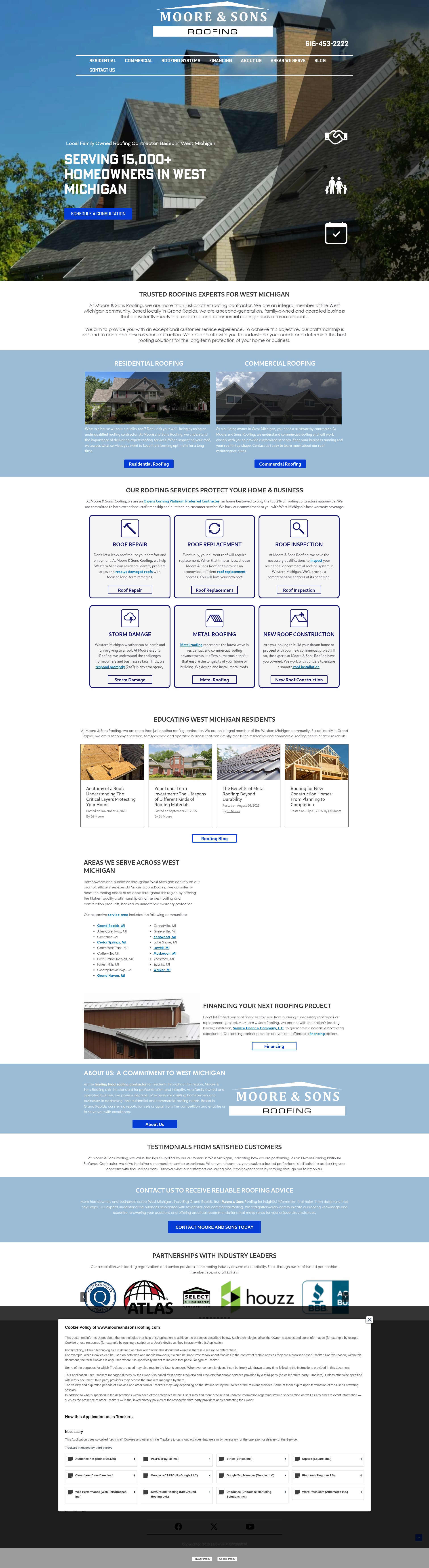 Screenshot of www.mooreandsonsroofing.com