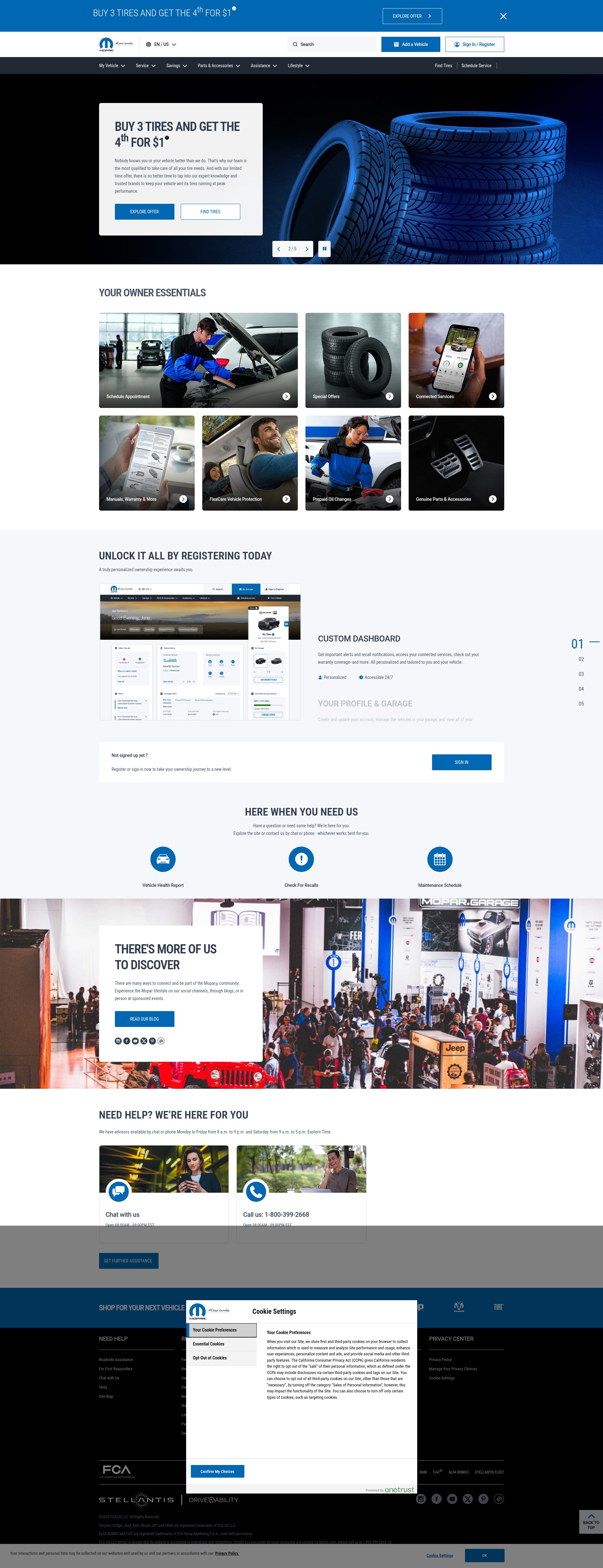 Screenshot of www.mopar.com