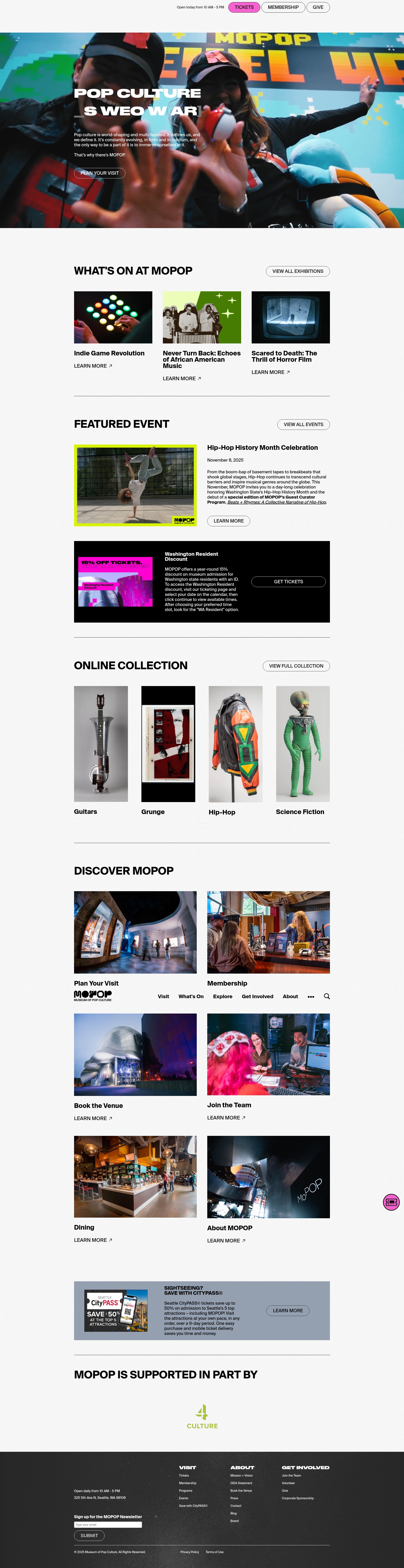 Screenshot of www.mopop.org