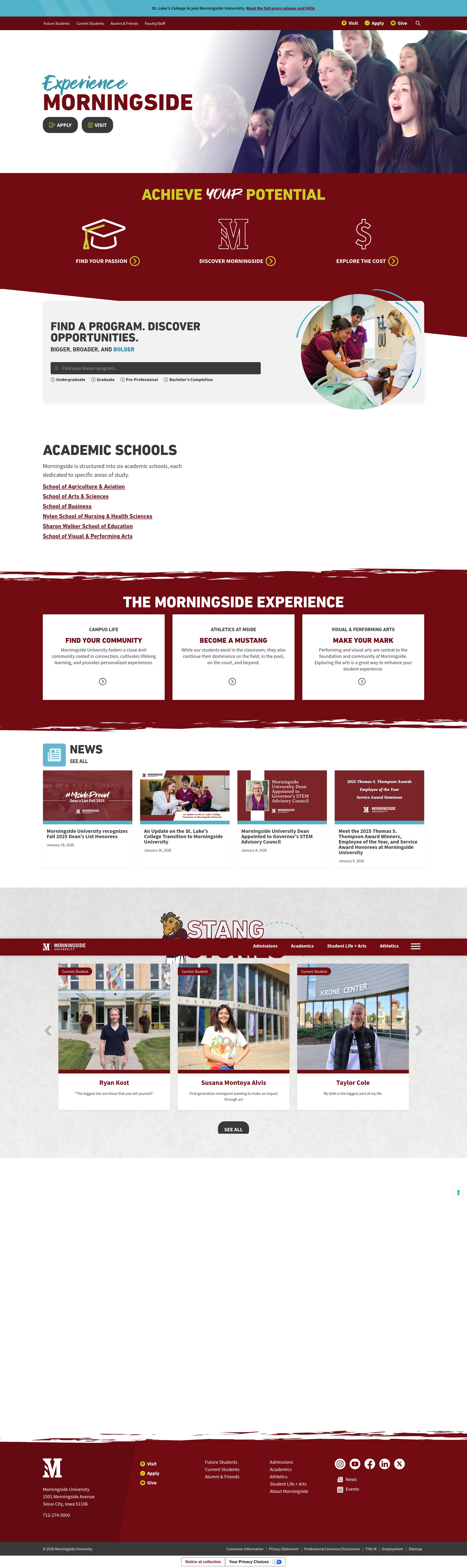 Screenshot of www.morningside.edu