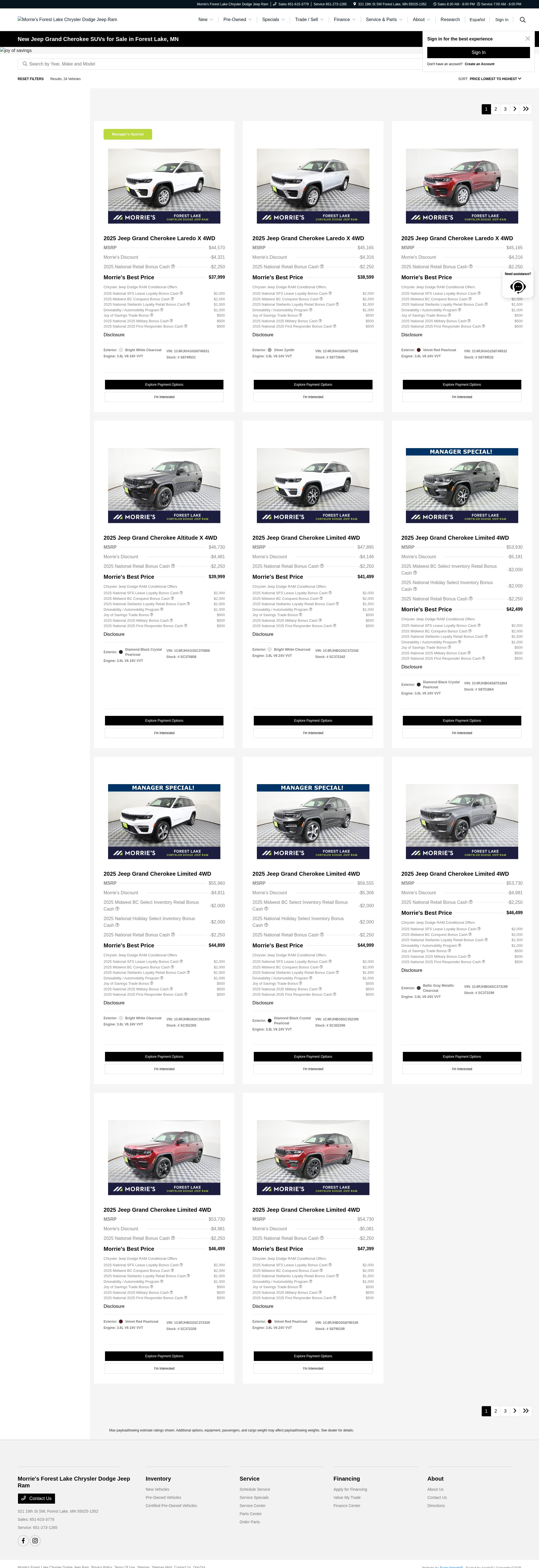 Screenshot of www.morriesforestlakechryslerdodgejeepram.com