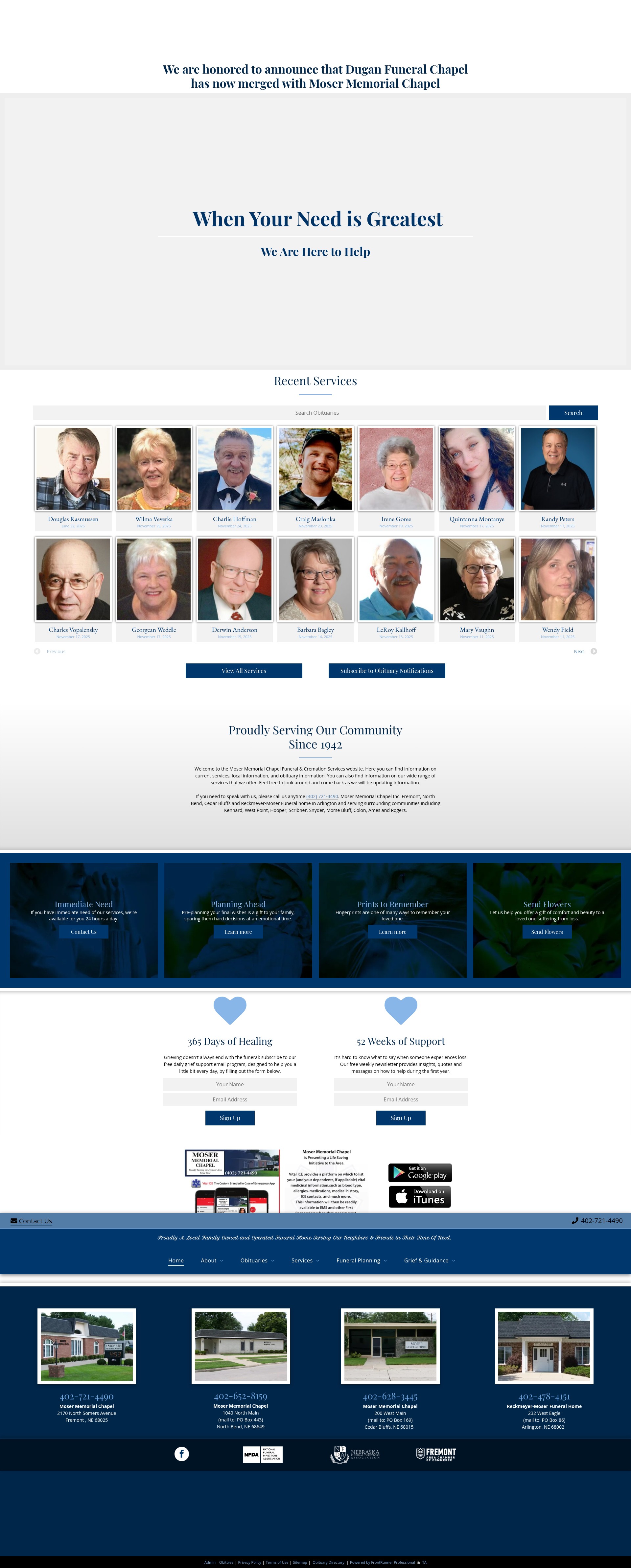 Screenshot of www.mosermemorialchapels.com